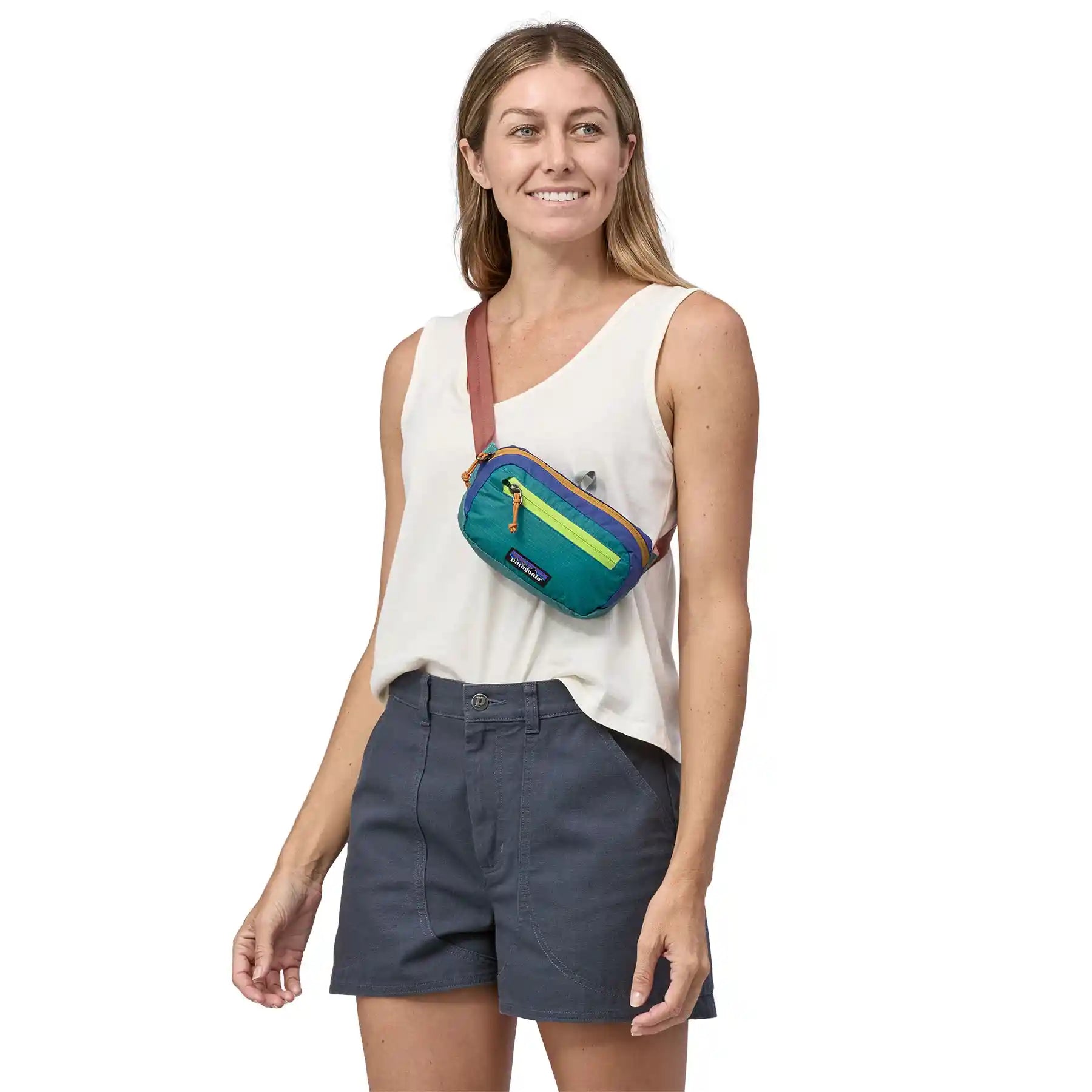Patagonia Ultralight Black Hole Mini Hip Pack, patchwork: subtidal blue — available at Norwood