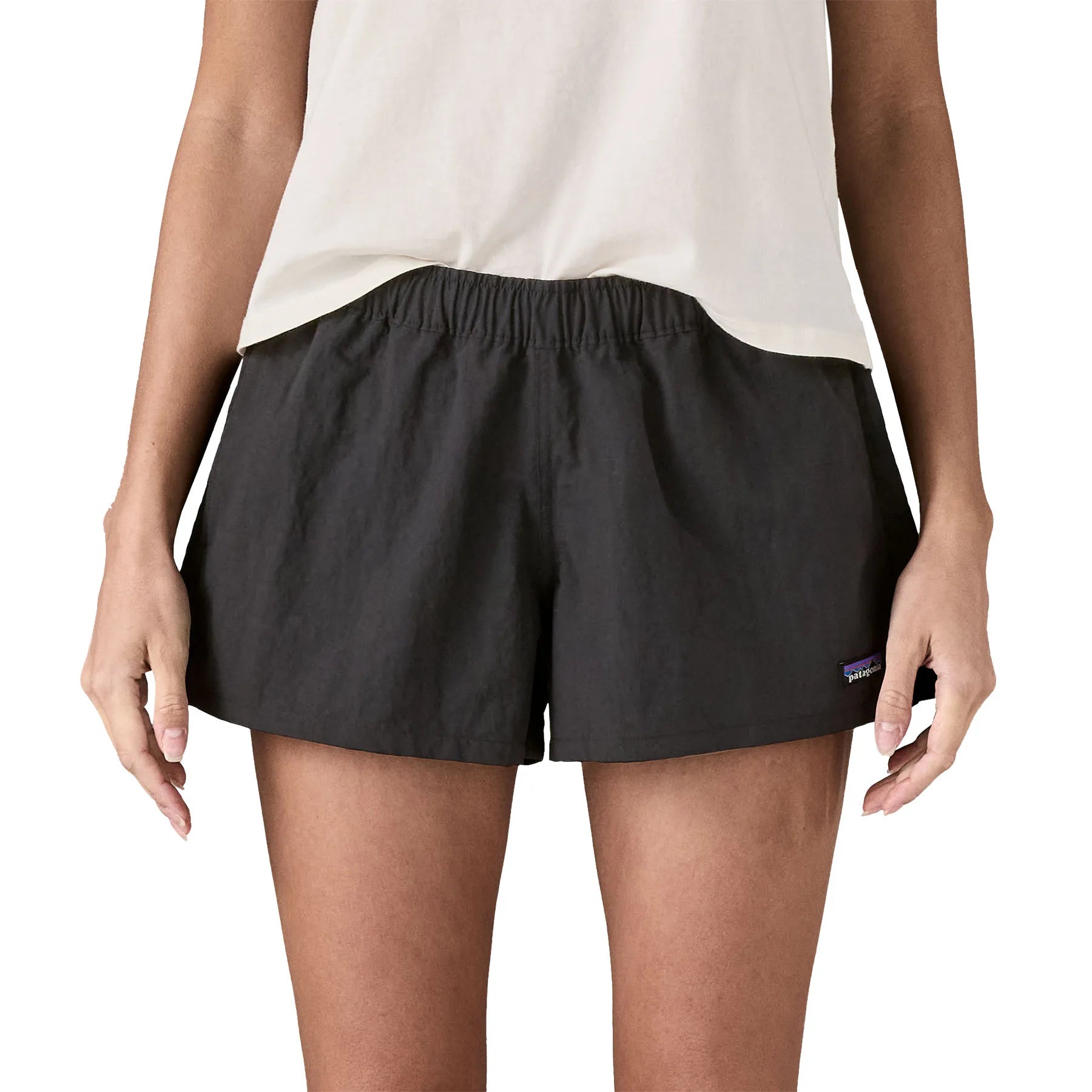 Patagonia Womens Barely Baggies Shorts - 2 1/2 In., black w/black — available at Norwood