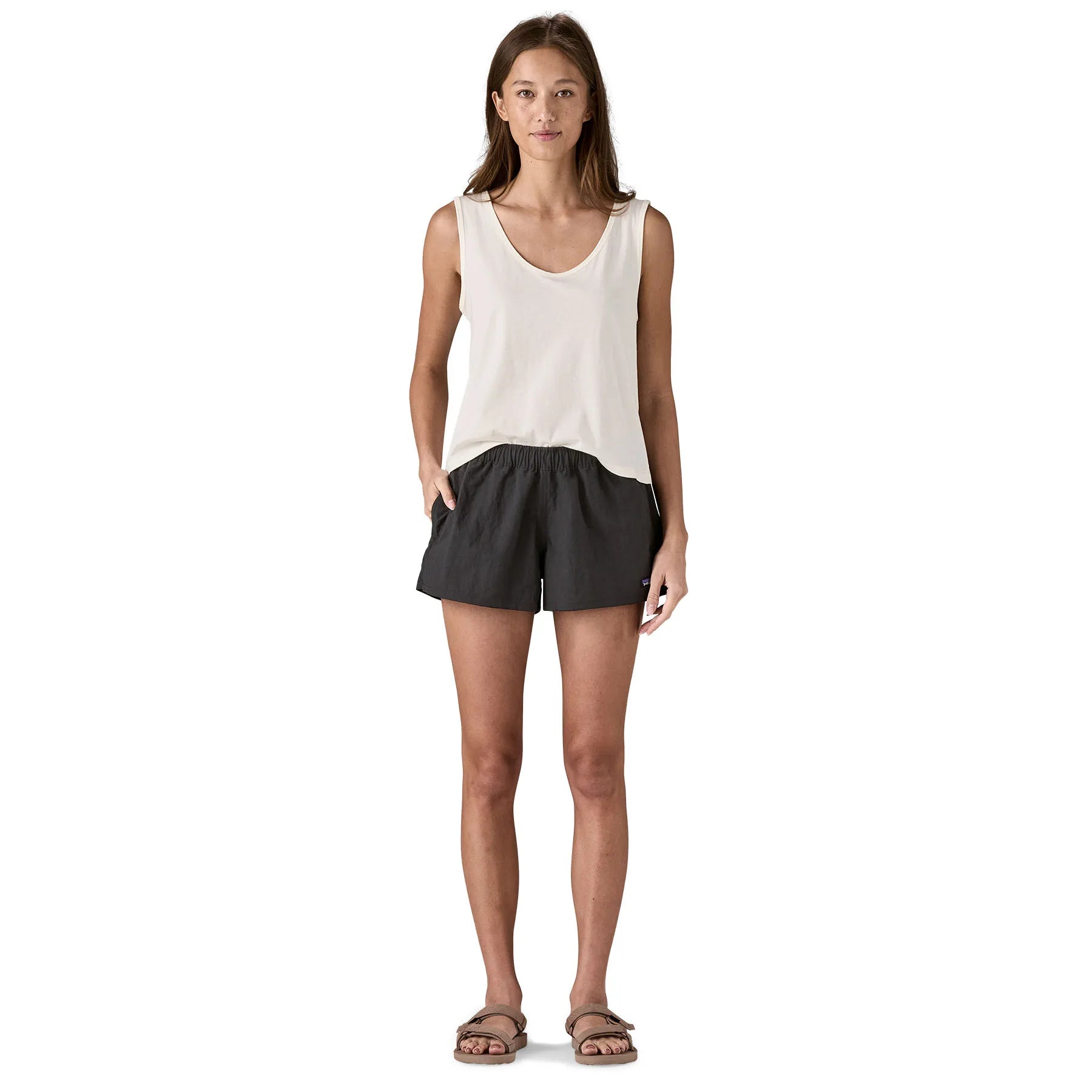 Patagonia Womens Barely Baggies Shorts - 2 1/2 In., black w/black — available at Norwood