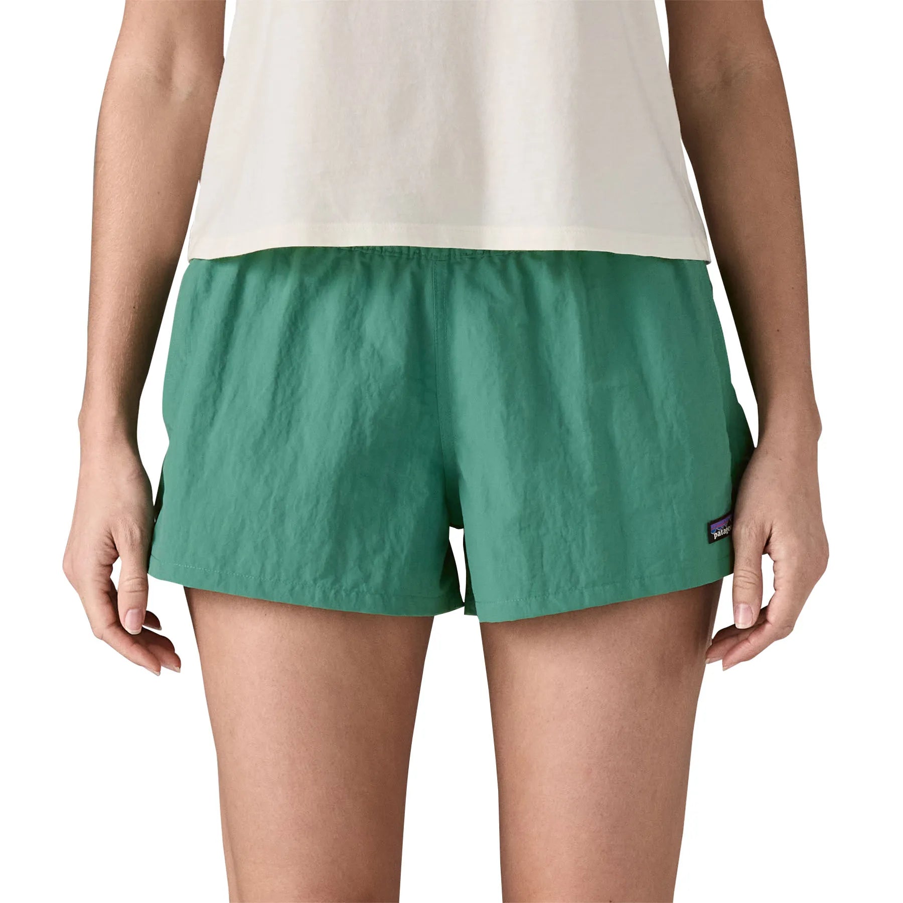 Patagonia Womens Barely Baggies Shorts - 2 1/2 In., heartleaf green — available at Norwood