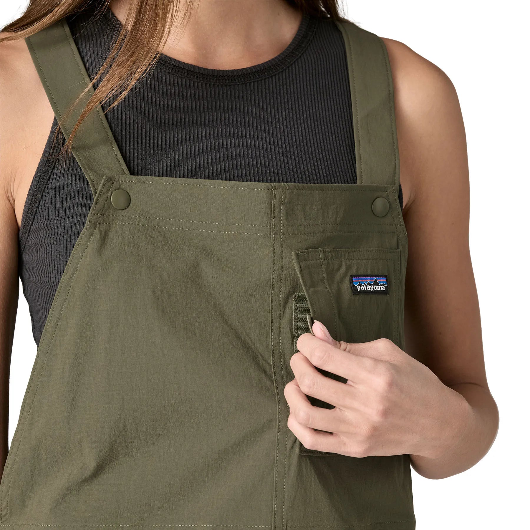 Patagonia Womens Outdoor Everyday Overalls, basin green — available at Norwood
