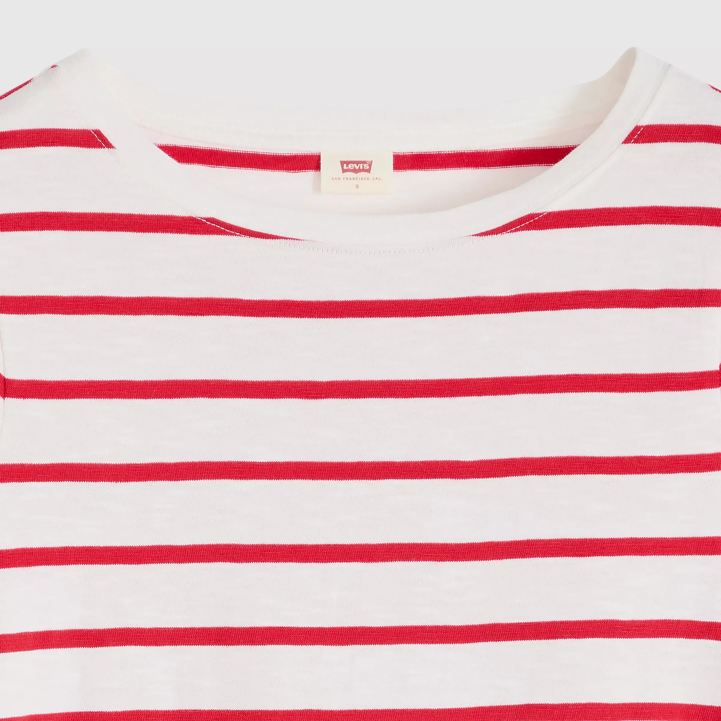 Levi's Womens Julie Slub Tee, saint stripe egret urban red — available at Norwood