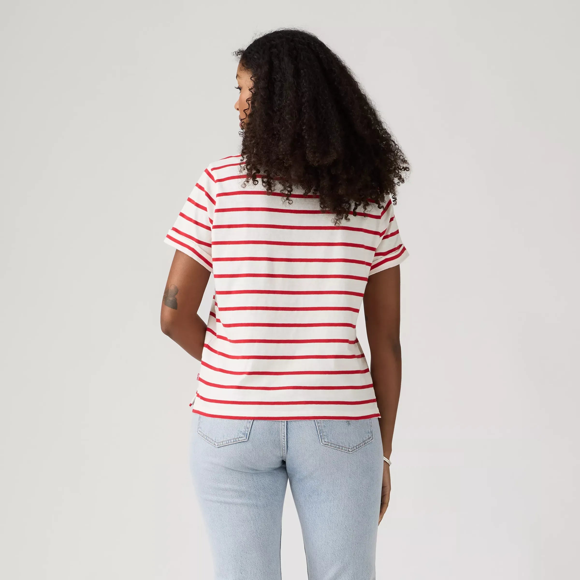 Levi's Womens Julie Slub Tee, saint stripe egret urban red — available at Norwood