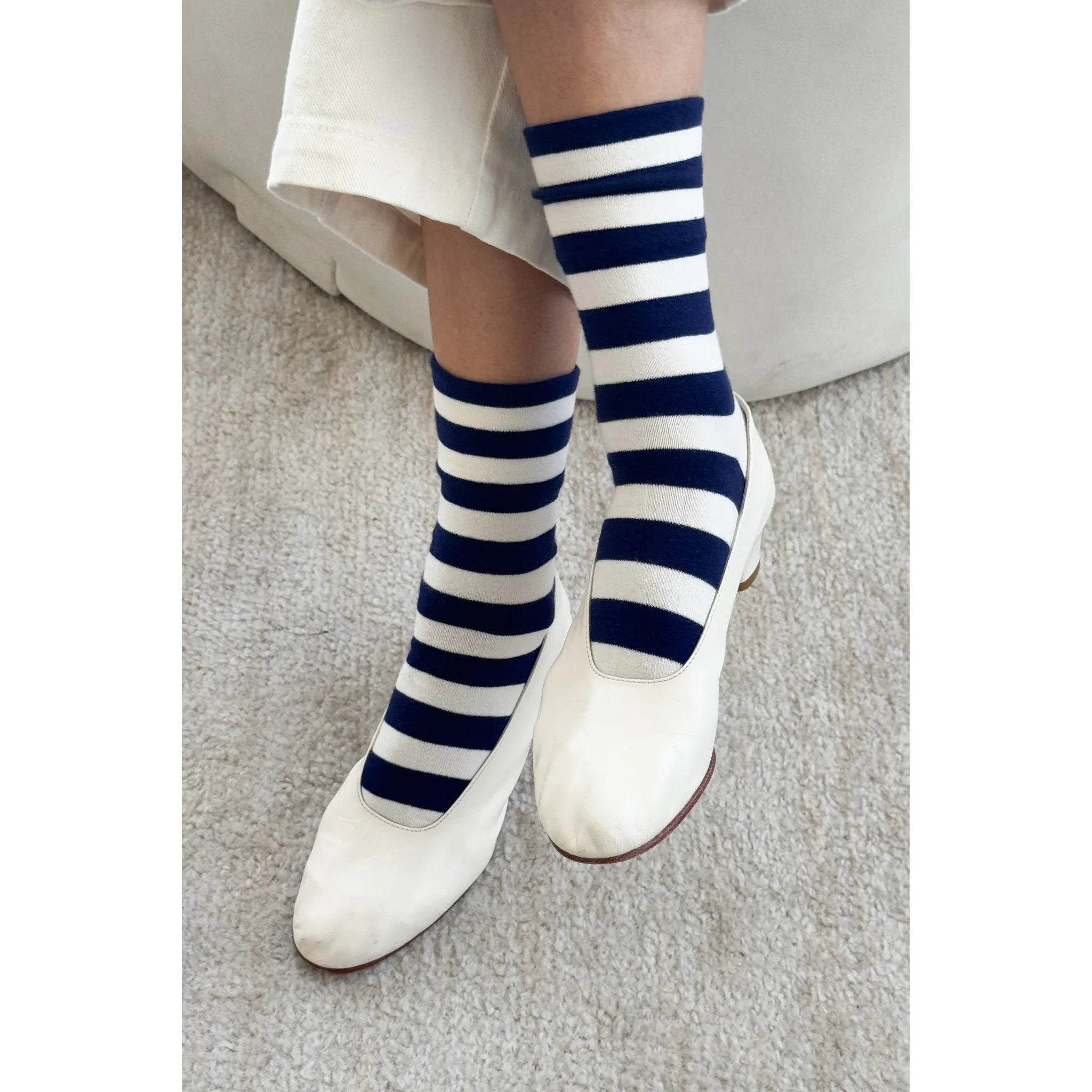 Le Bon Shoppe Wally Socks, wide / navy stripe