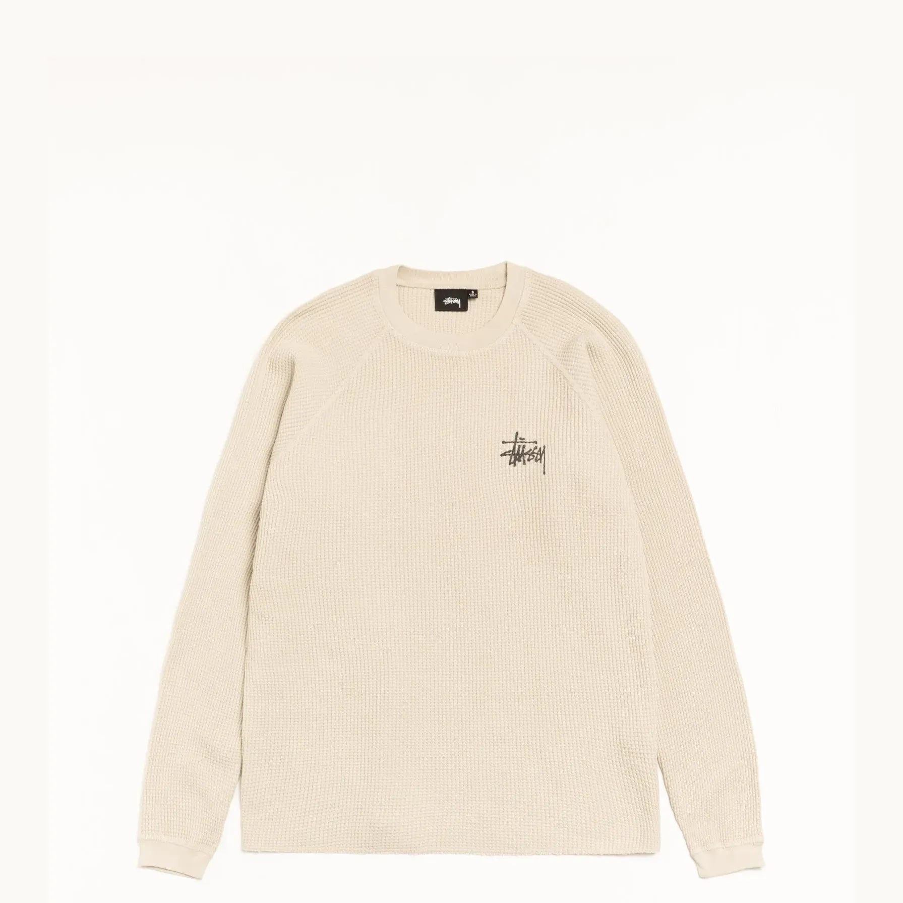 Stussy Basic Stock Raglan Thermal Shirt, bone — available at Norwood