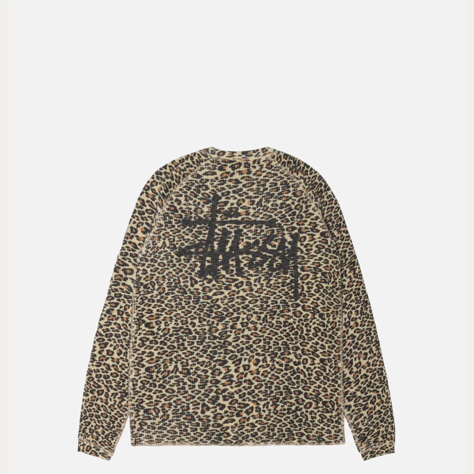 Stussy Raglan Thermal Basic Stock, leopard — available at Norwood