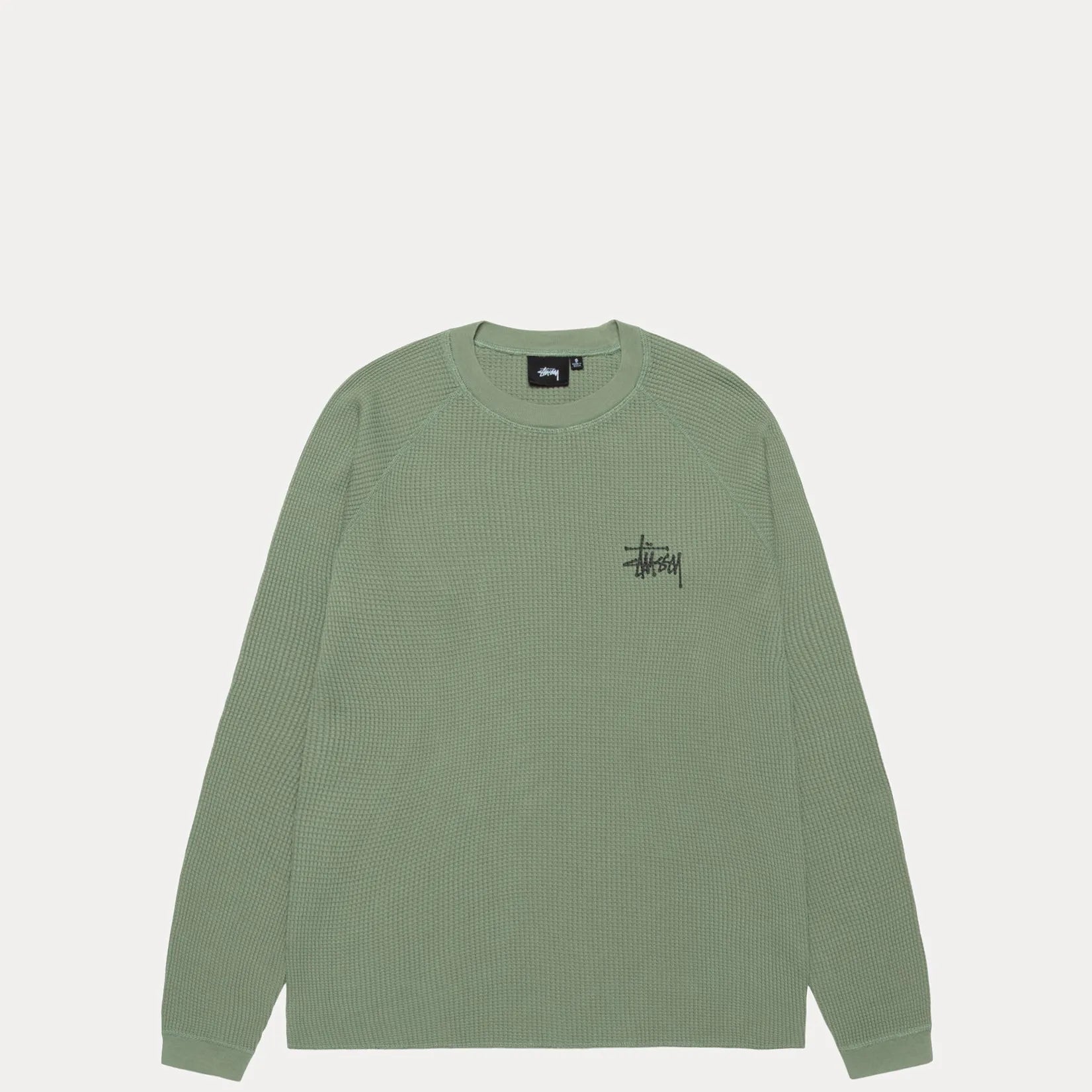 Stussy Raglan Thermal Basic Stock, sage — available at Norwood