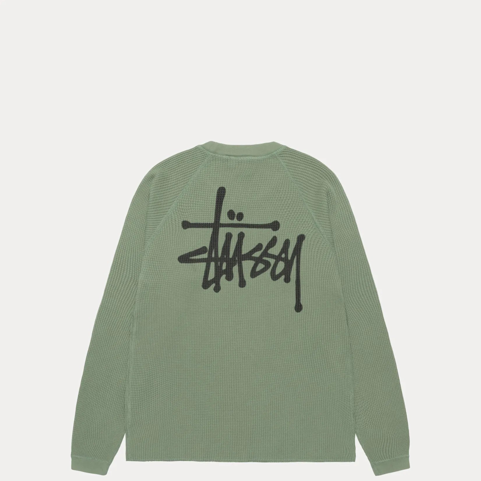 Stussy Raglan Thermal Basic Stock, sage — available at Norwood