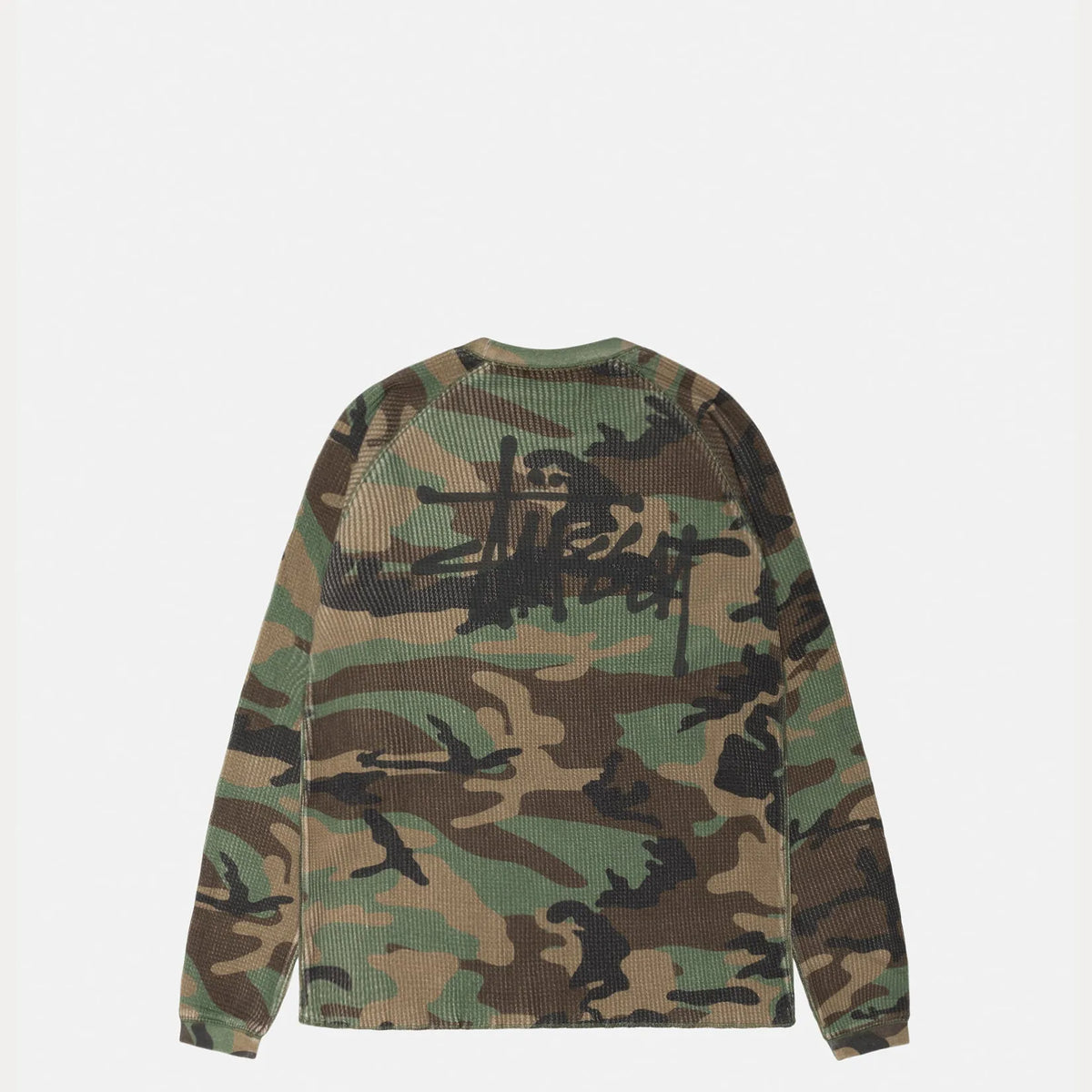 BASIC STÜSSY THERMAL WOODLAND CAMO XL Stussy Raglan Thermal Basic Stock Crew Woodland Camo – LESS 17