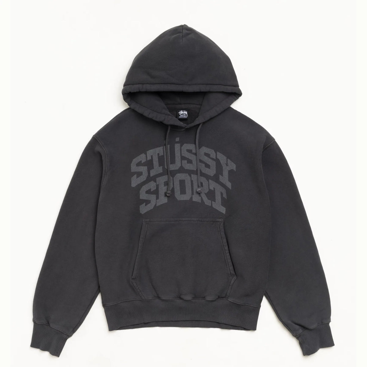 Stussy Block Sport Garment Dyed Hood, faded black — available at Norwood