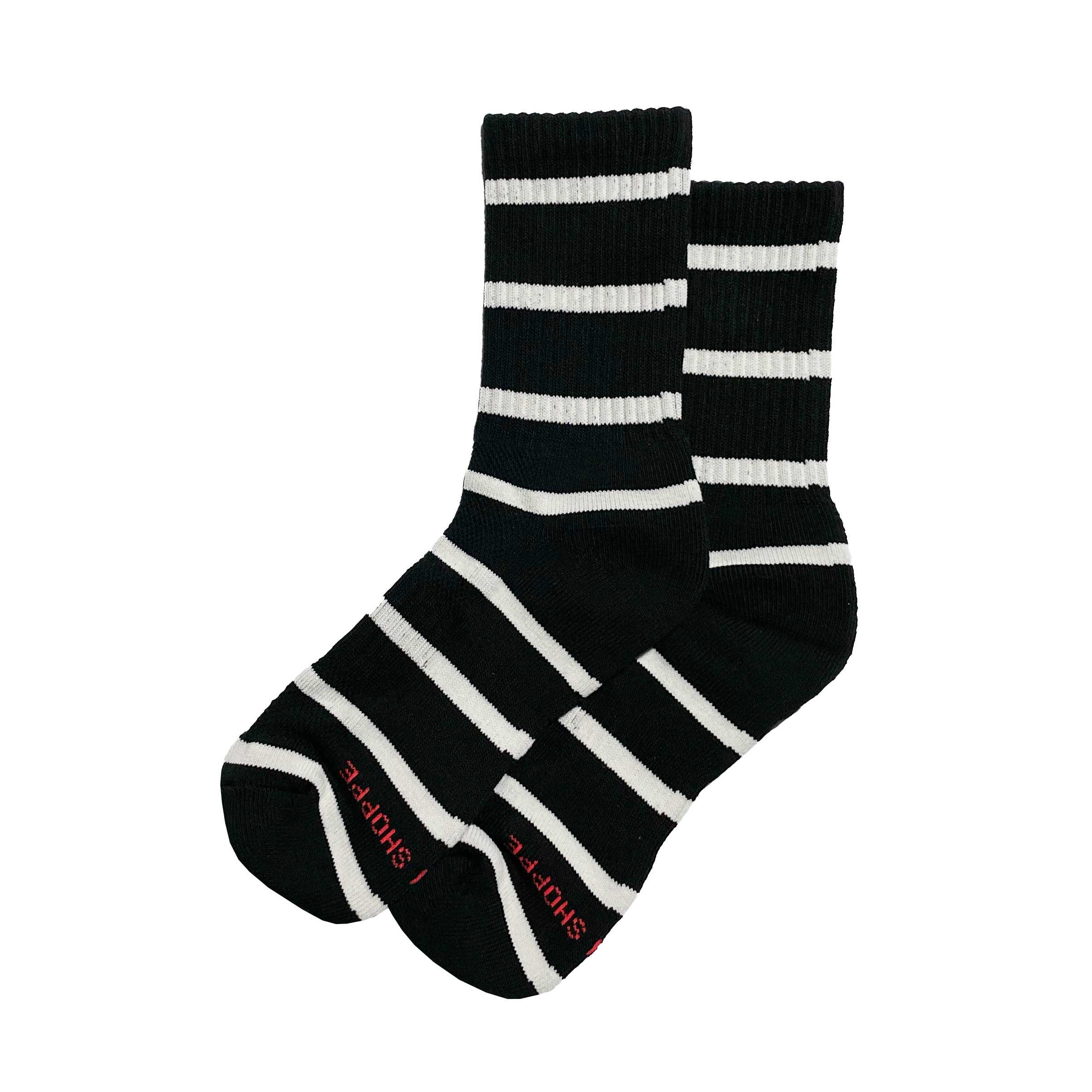 Le Bon Shoppe Womens Striped Boyfriend Socks, Black Stripe