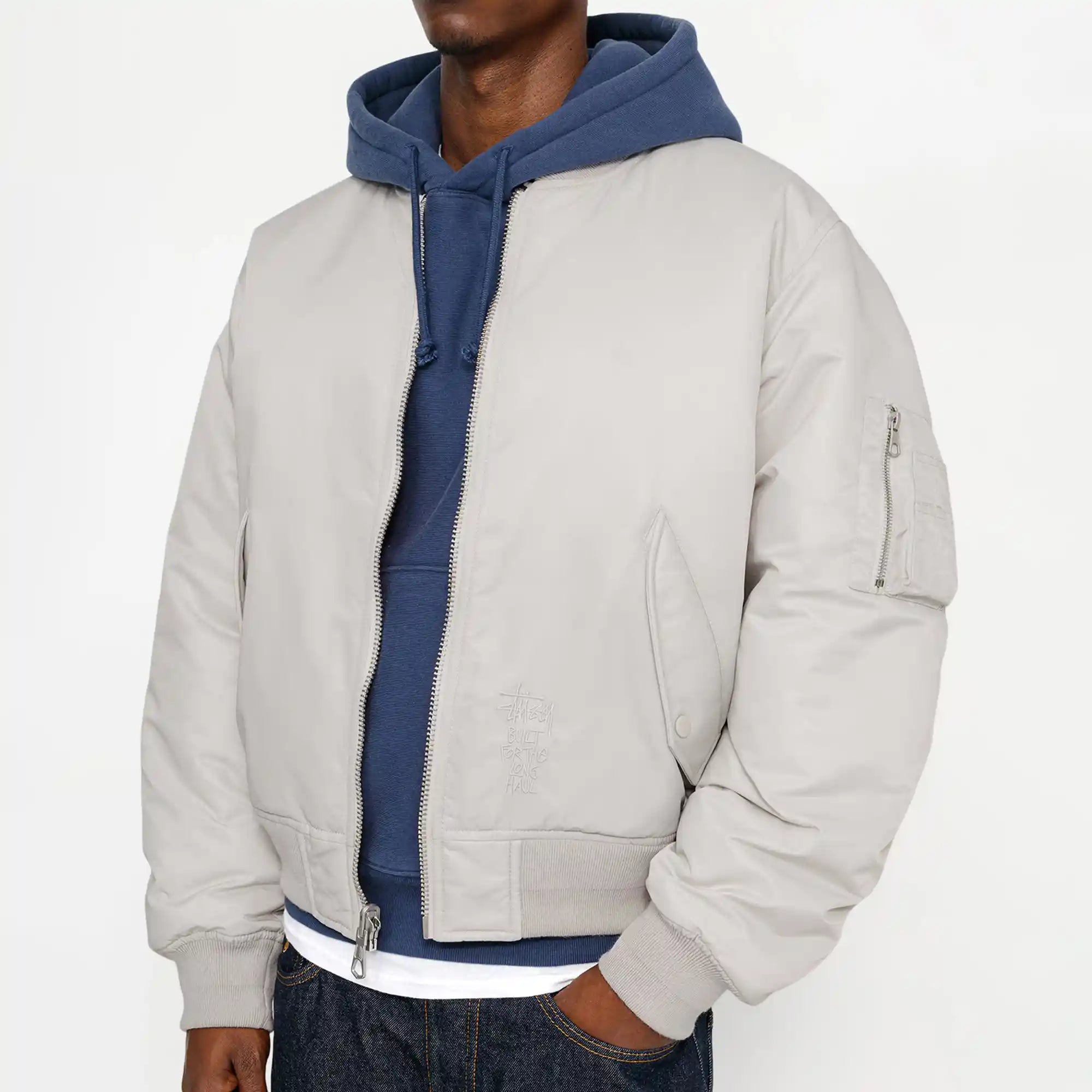 Stussy Built Bomber Jacket, grey — available at Norwood