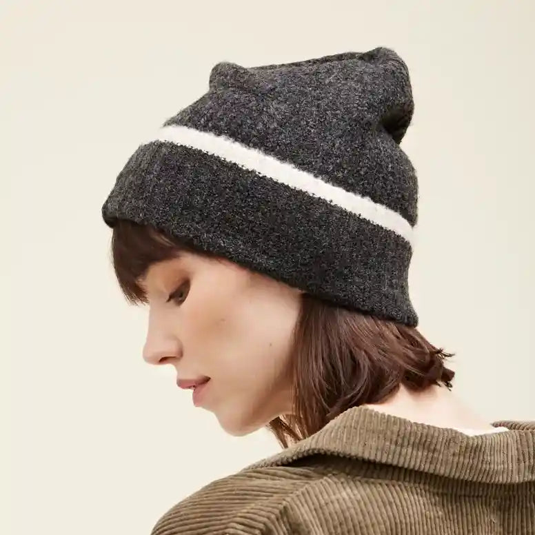 Grade & Gather Contrast Edge Beanie, black