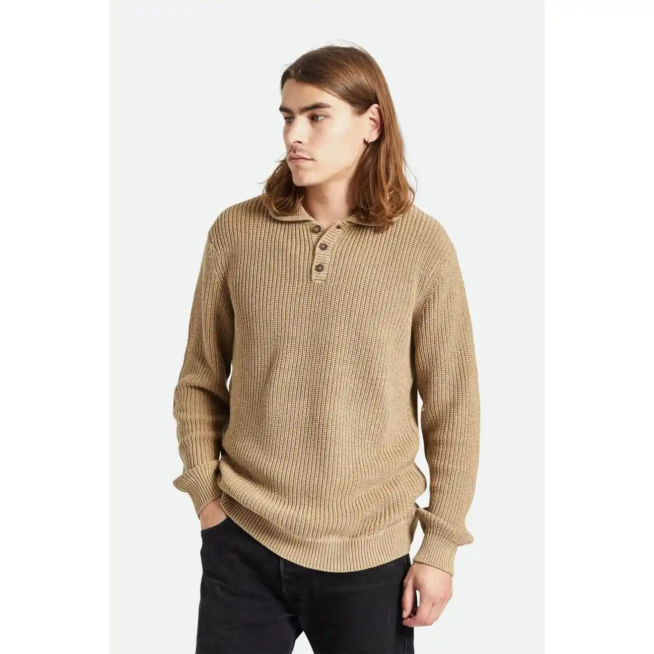 Brixton Not Your Dad's Fisherman Sweater, oatmeal — available at Norwood
