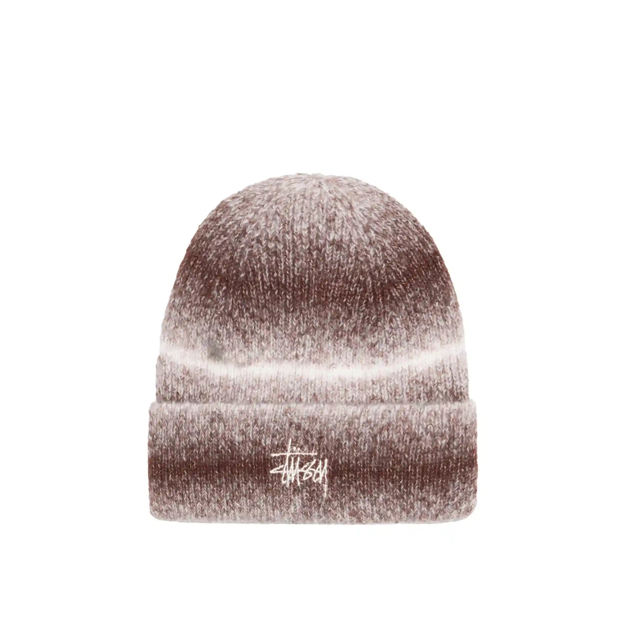 Stussy Cuff Basic Striped Beanie, brown