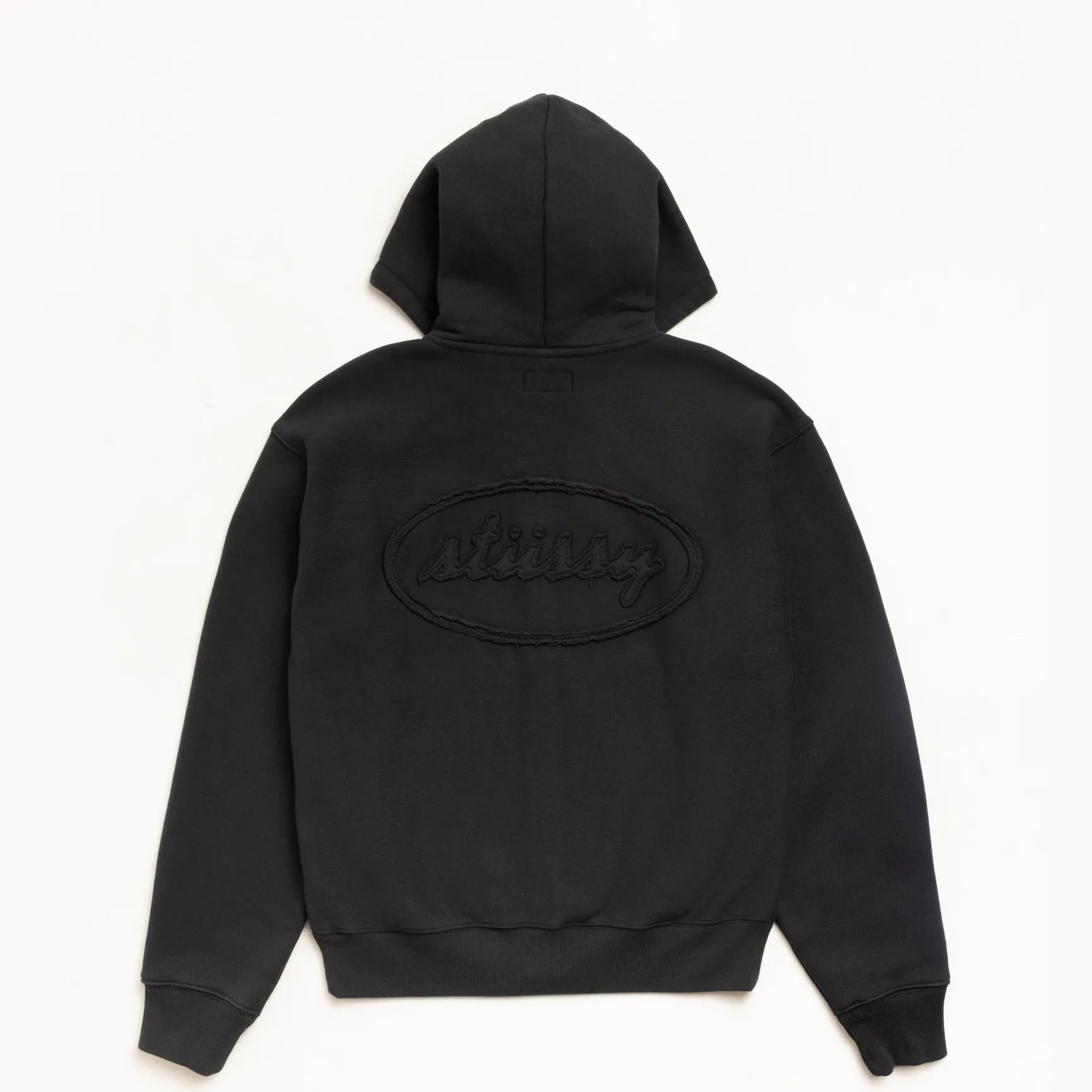 Stussy Cursive Applique Zip Hood, black — available at Norwood