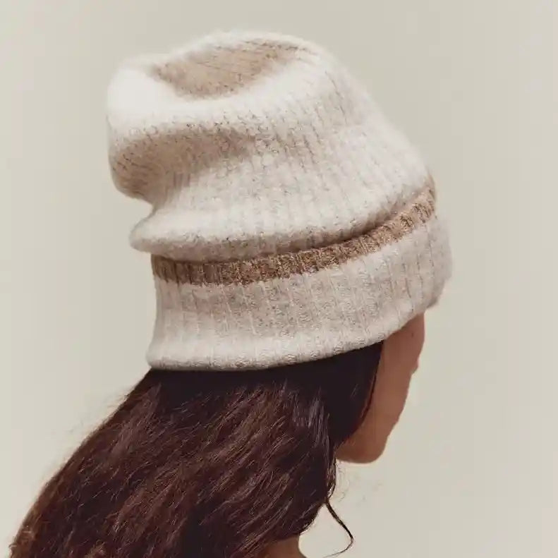 Grade & Gather Contrast Edge Beanie, tan