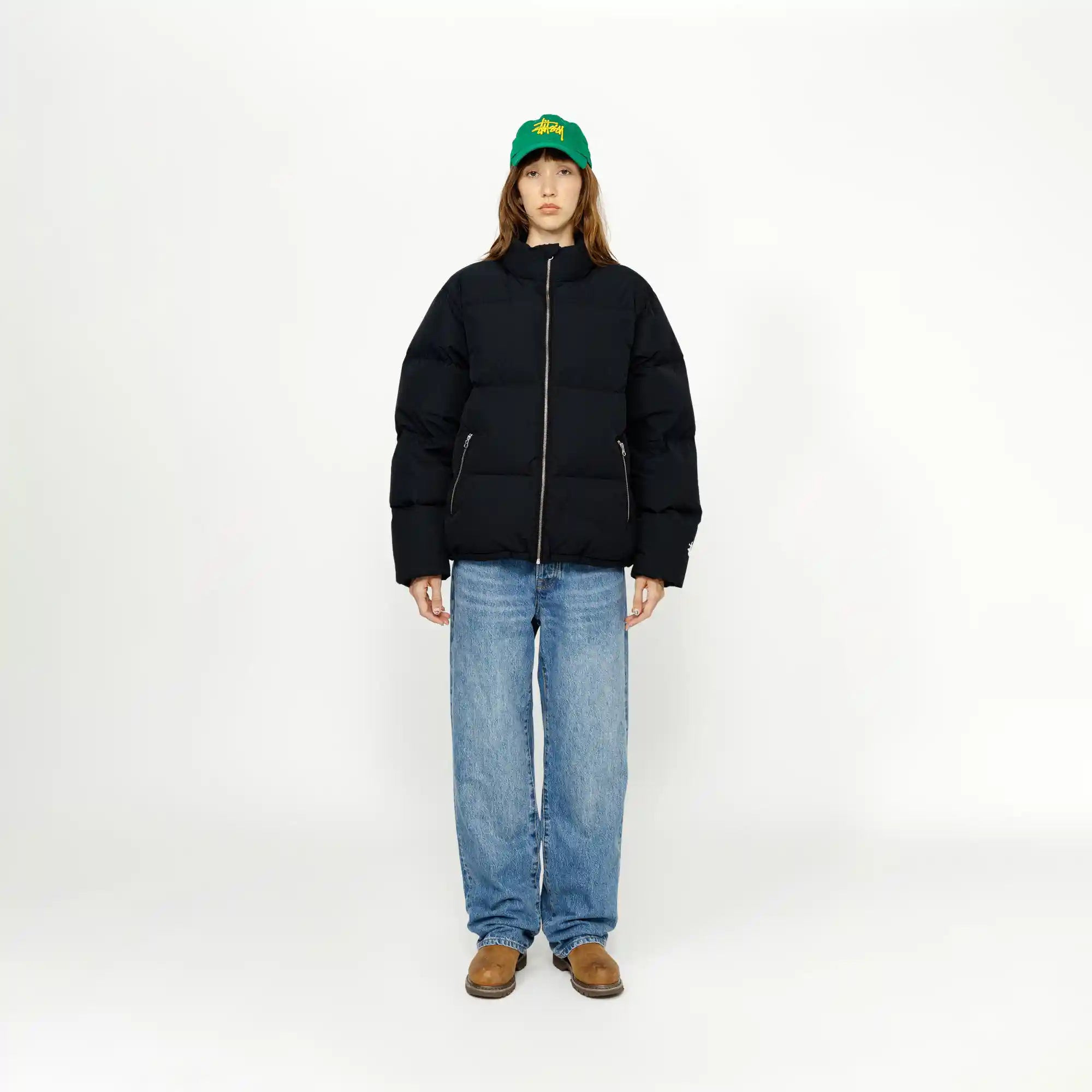 Stussy Nylon Down Puffer, black — available at Norwood