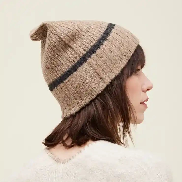 Grade & Gather Contrast Edge Beanie, coffee