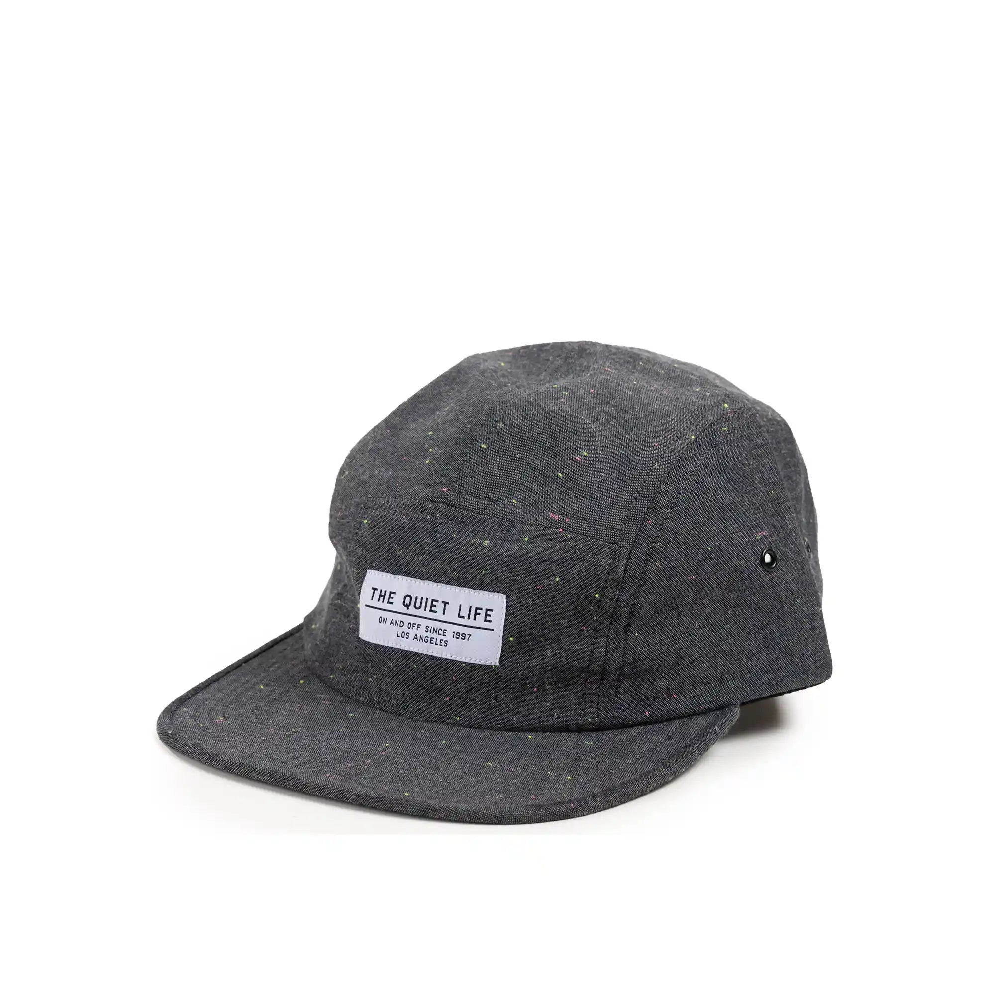 The Quiet Life Speckle 5 Panel Camper Hat (Made In Usa), black