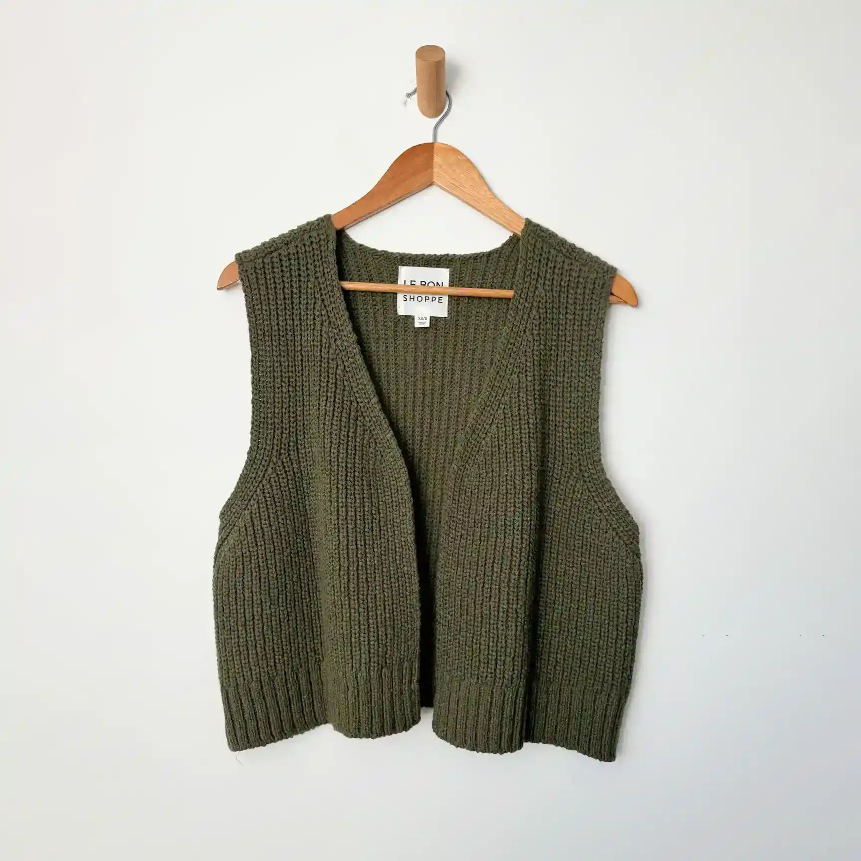 Le Bon Shoppe Womens Granny Cotton Sweater Vest, olive green