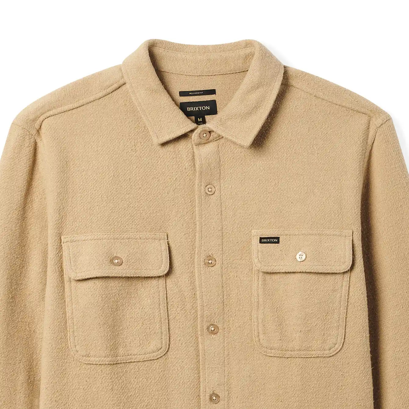 Brixton Bowery Textured Twill Overshirt, sand — available at Norwood