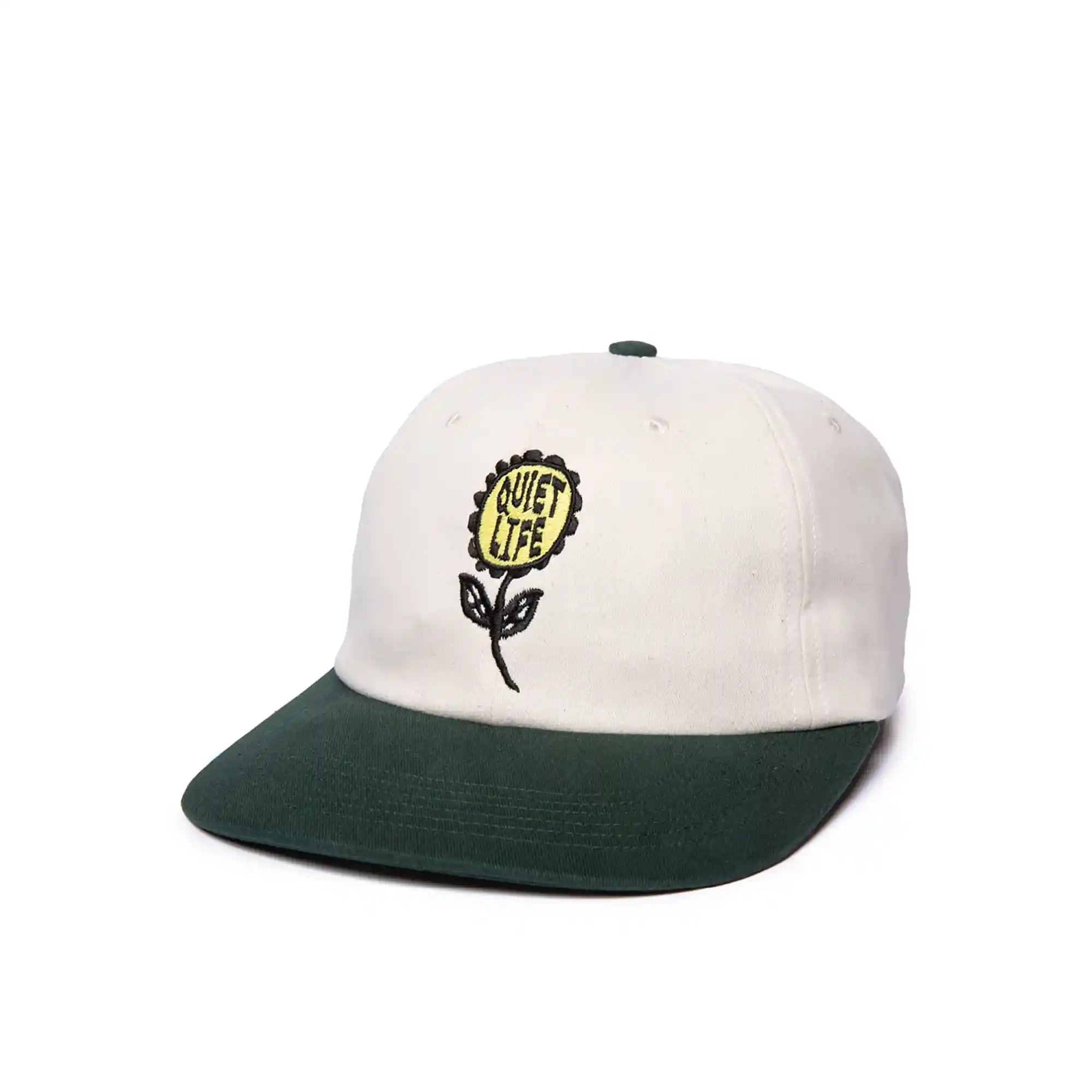 The Quiet Life Smell The Flowers Polo Hat - Made In USA, cream/green