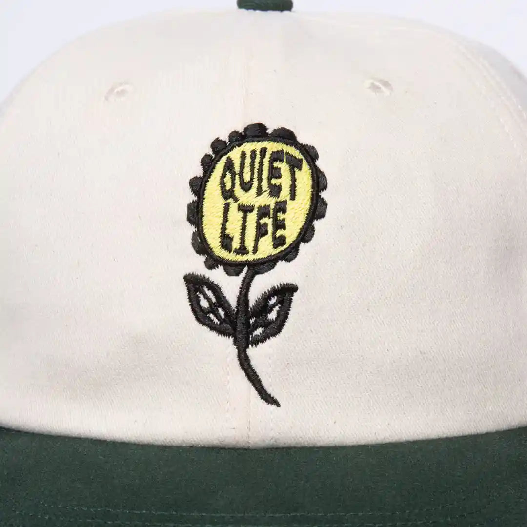 The Quiet Life Smell The Flowers Polo Hat - Made In USA, cream/green — available at Norwood