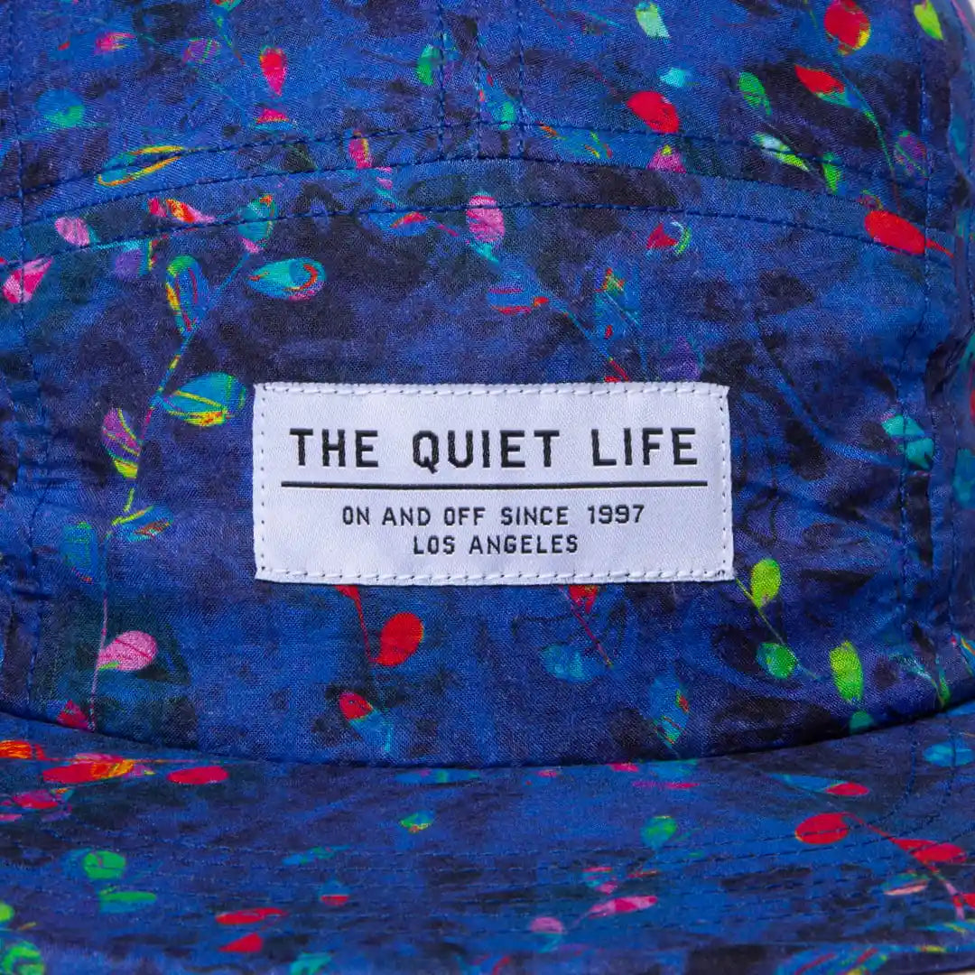 The Quiet Life Midnight Floral 5 Panel Camper Hat - Made In USA, blue — available at Norwood