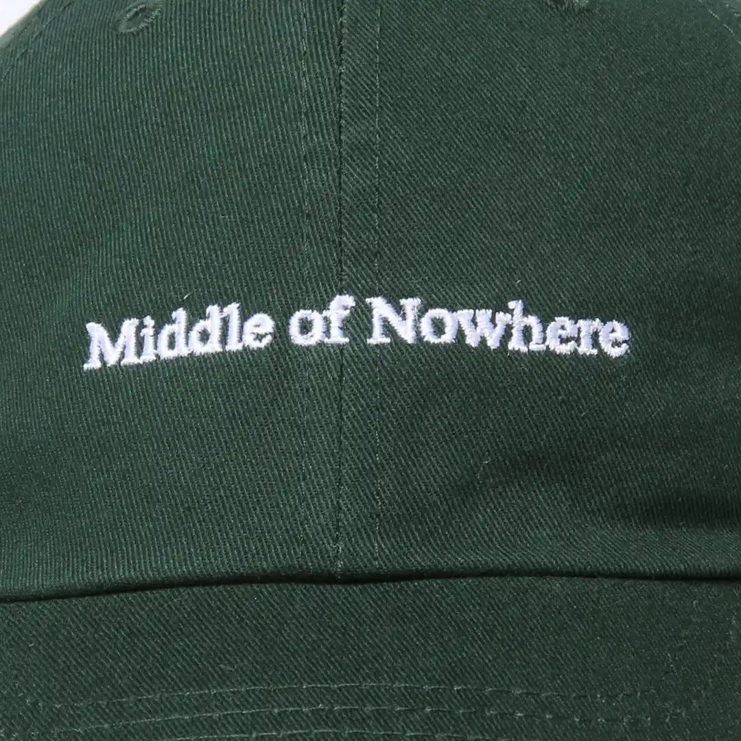 The Quiet Life Middle Of Nowhere Desert Serif Dad Hat, hunter green — available at Norwood