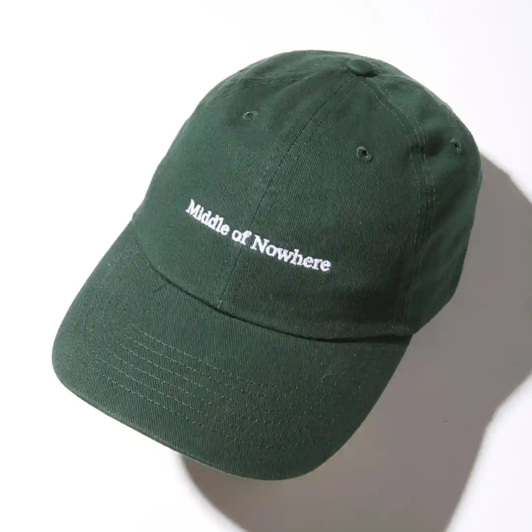 The Quiet Life Middle Of Nowhere Desert Serif Dad Hat, hunter green — available at Norwood