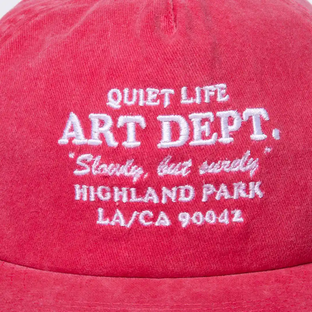 The Quiet Life Art Department Relaxed Snapback Hat, vintage red — available at Norwood