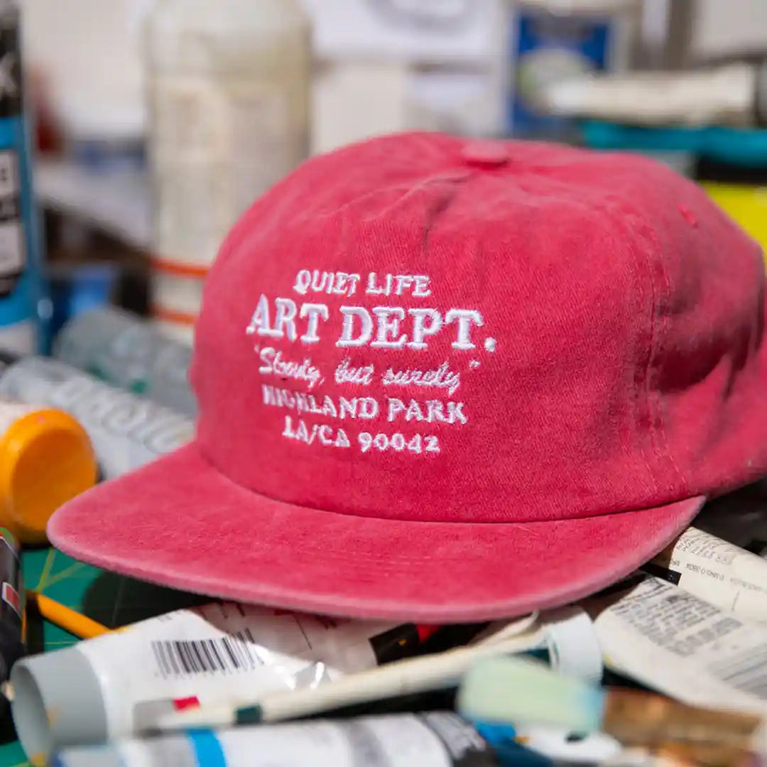 The Quiet Life Art Department Relaxed Snapback Hat, vintage red — available at Norwood