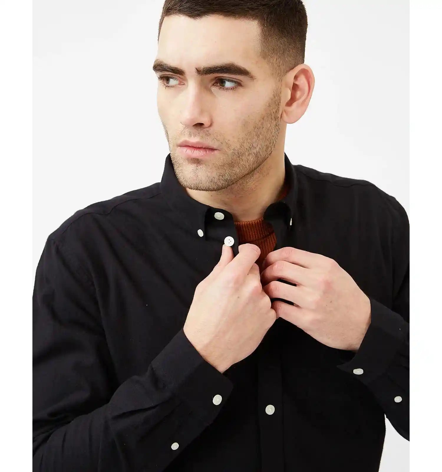 Minimum Jay 3.0 Longsleeve Shirt, black/grey melange — available at Norwood