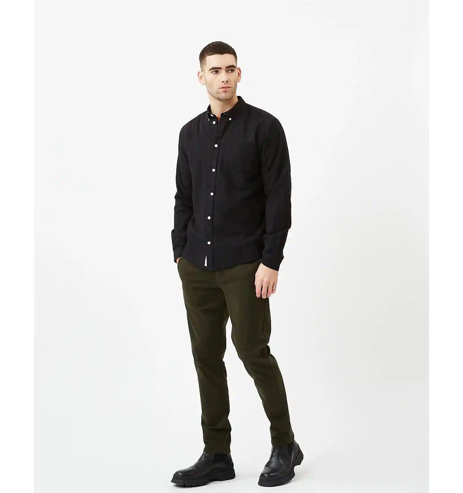 Minimum Jay 3.0 Longsleeve Shirt, black/grey melange — available at Norwood
