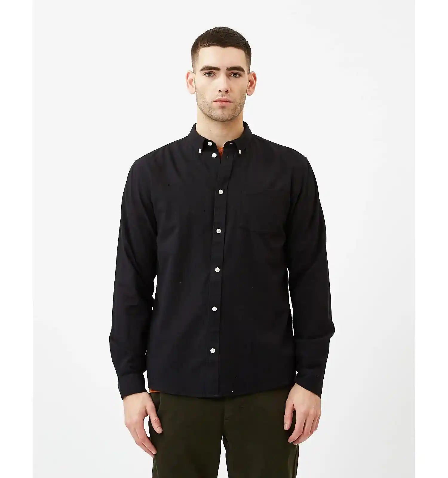 Minimum Jay 3.0 Longsleeve Shirt, black/grey melange — available at Norwood