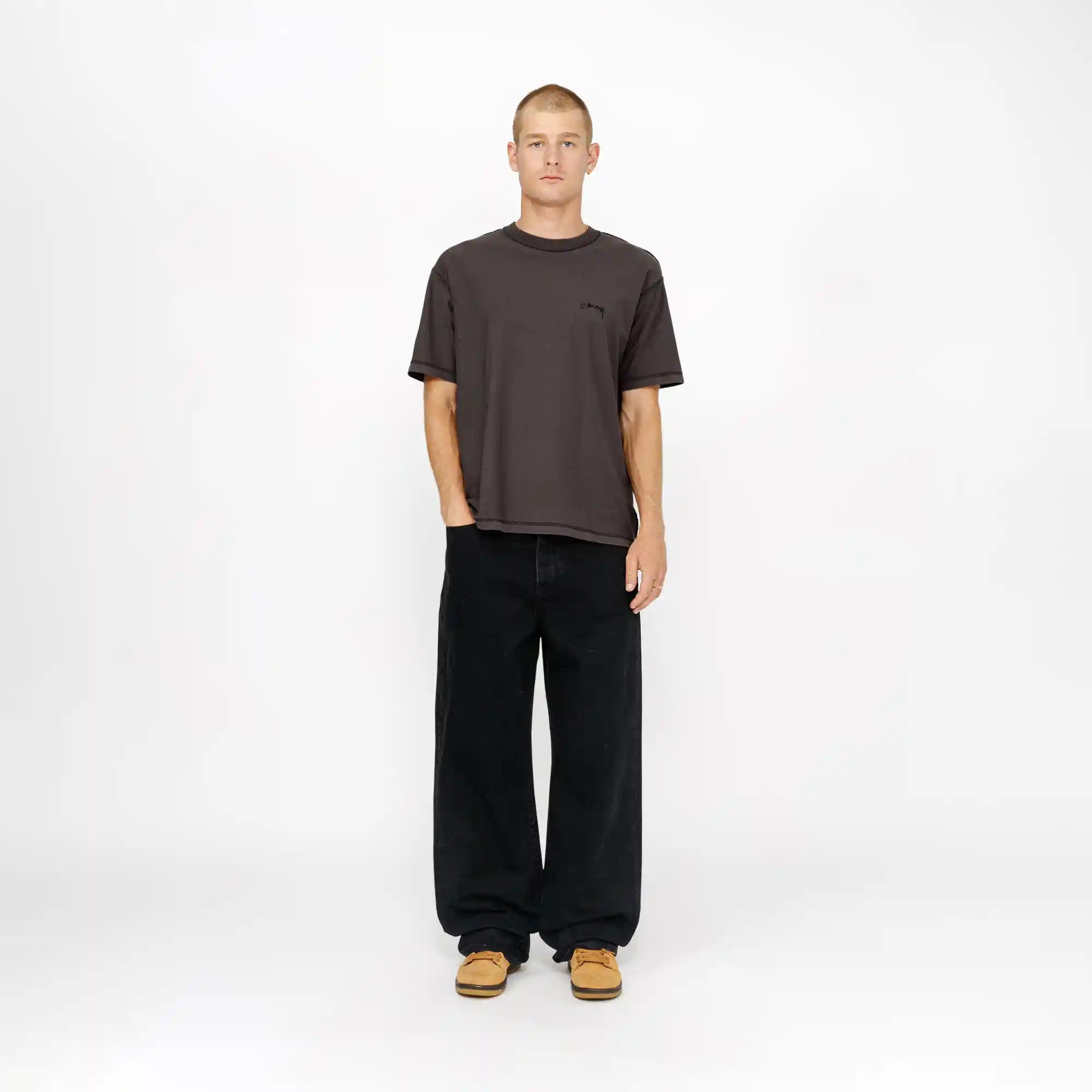 Stussy Lazy Short Sleeve Tee, faded black — available at Norwood