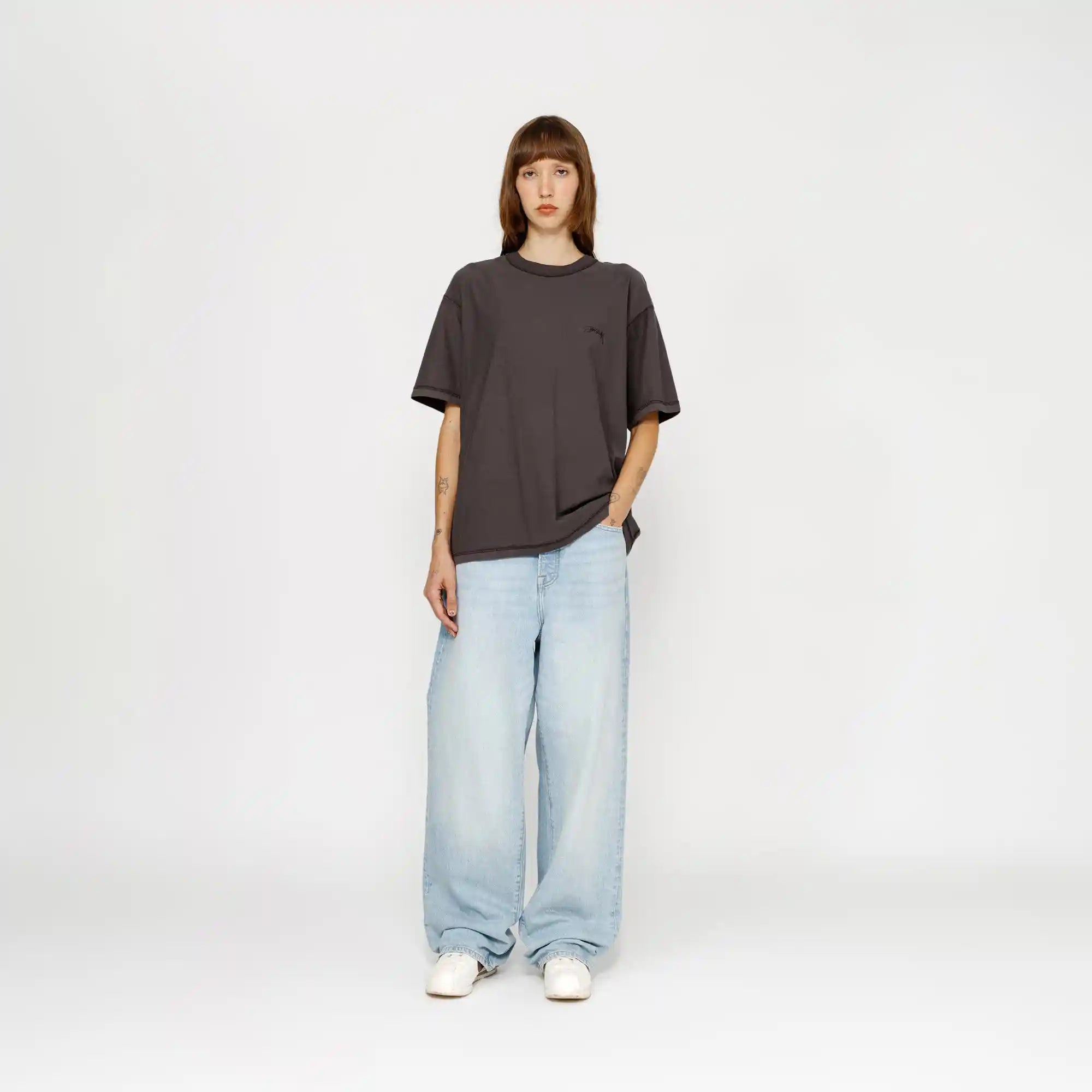 Stussy Lazy Short Sleeve Tee, faded black — available at Norwood