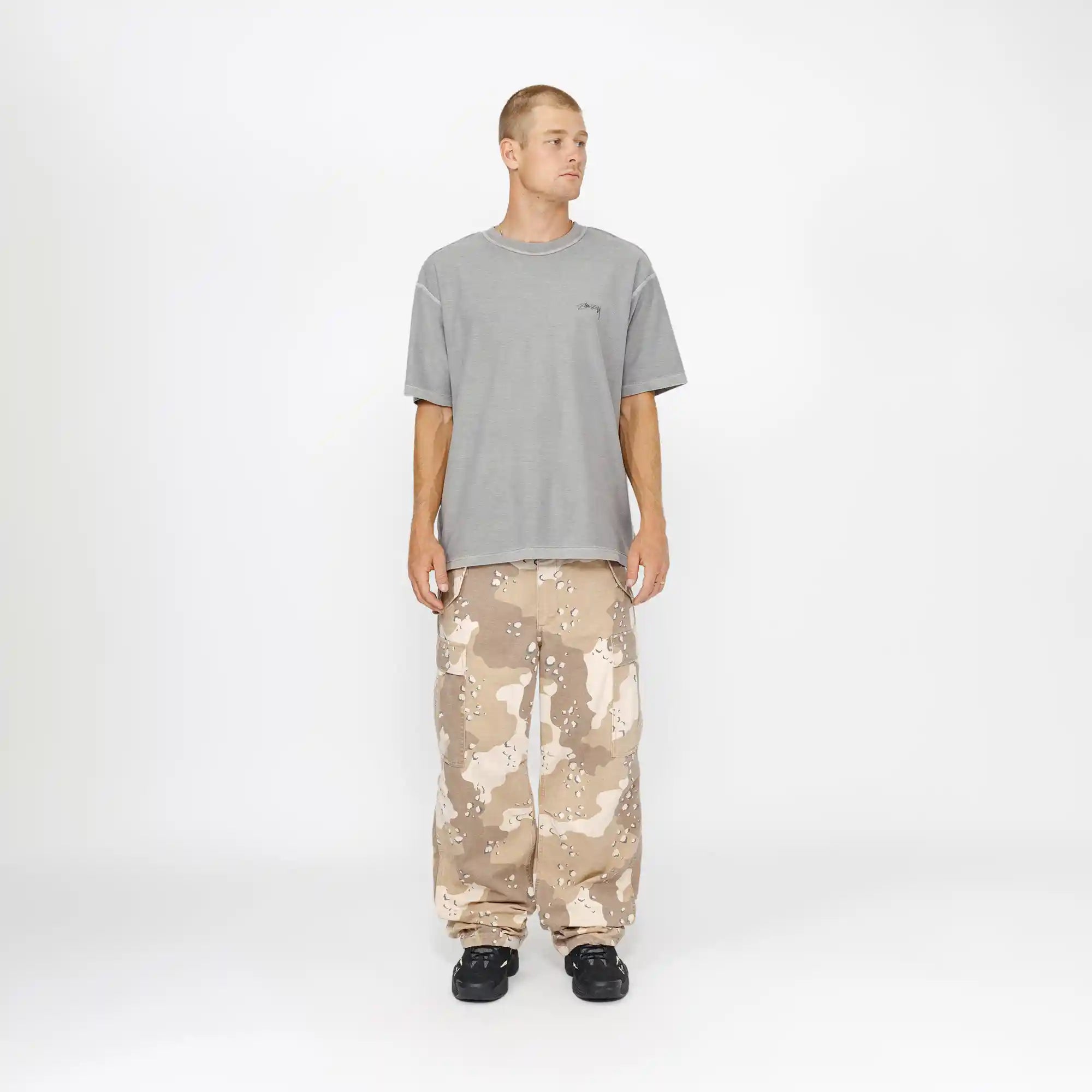 Stussy Lazy Short Sleeve Tee, grey — available at Norwood