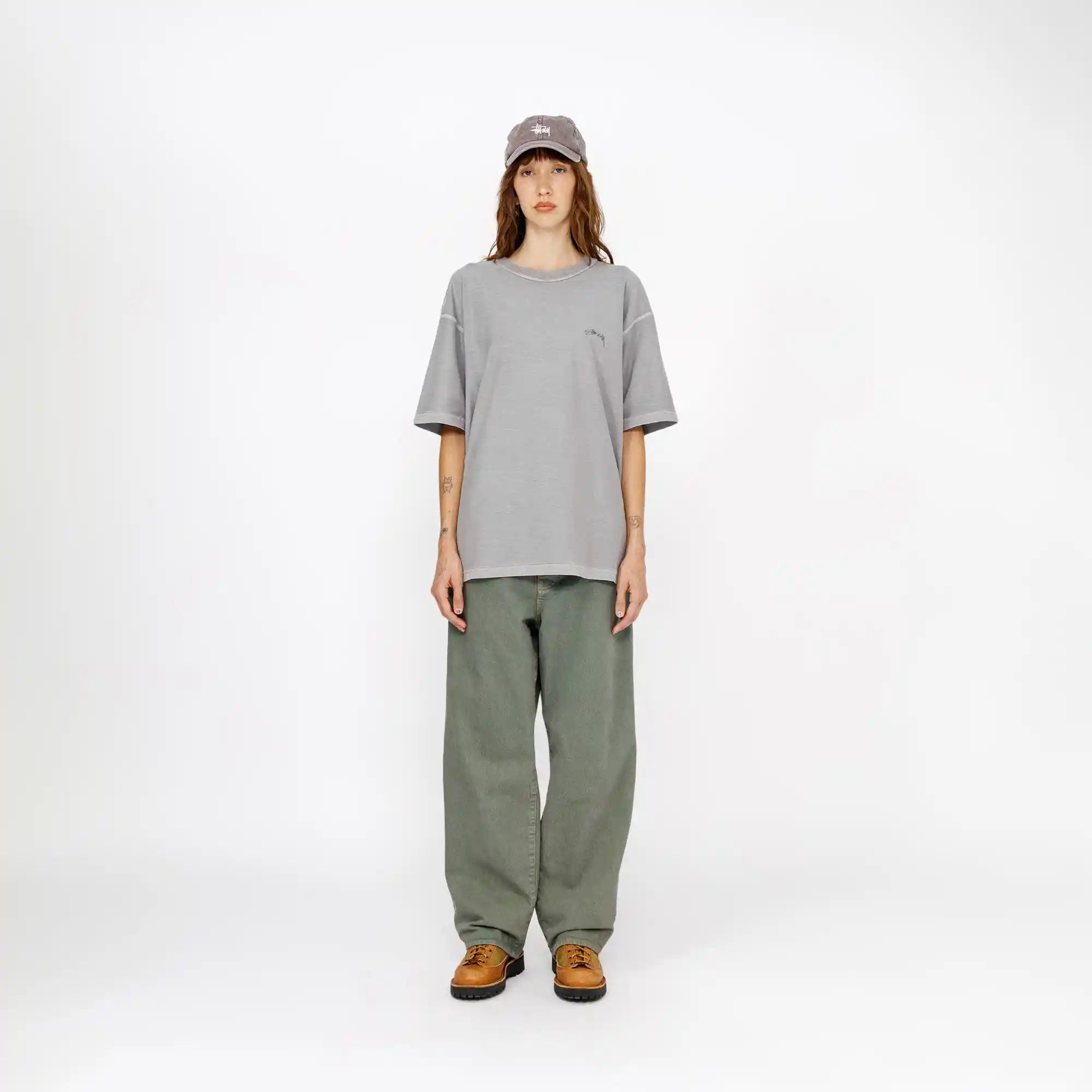 Stussy Lazy Short Sleeve Tee, grey — available at Norwood