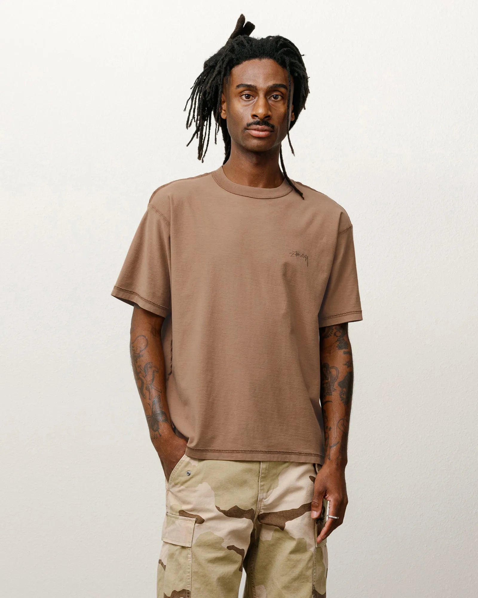 Stussy Lazy Tee, umber — available at Norwood
