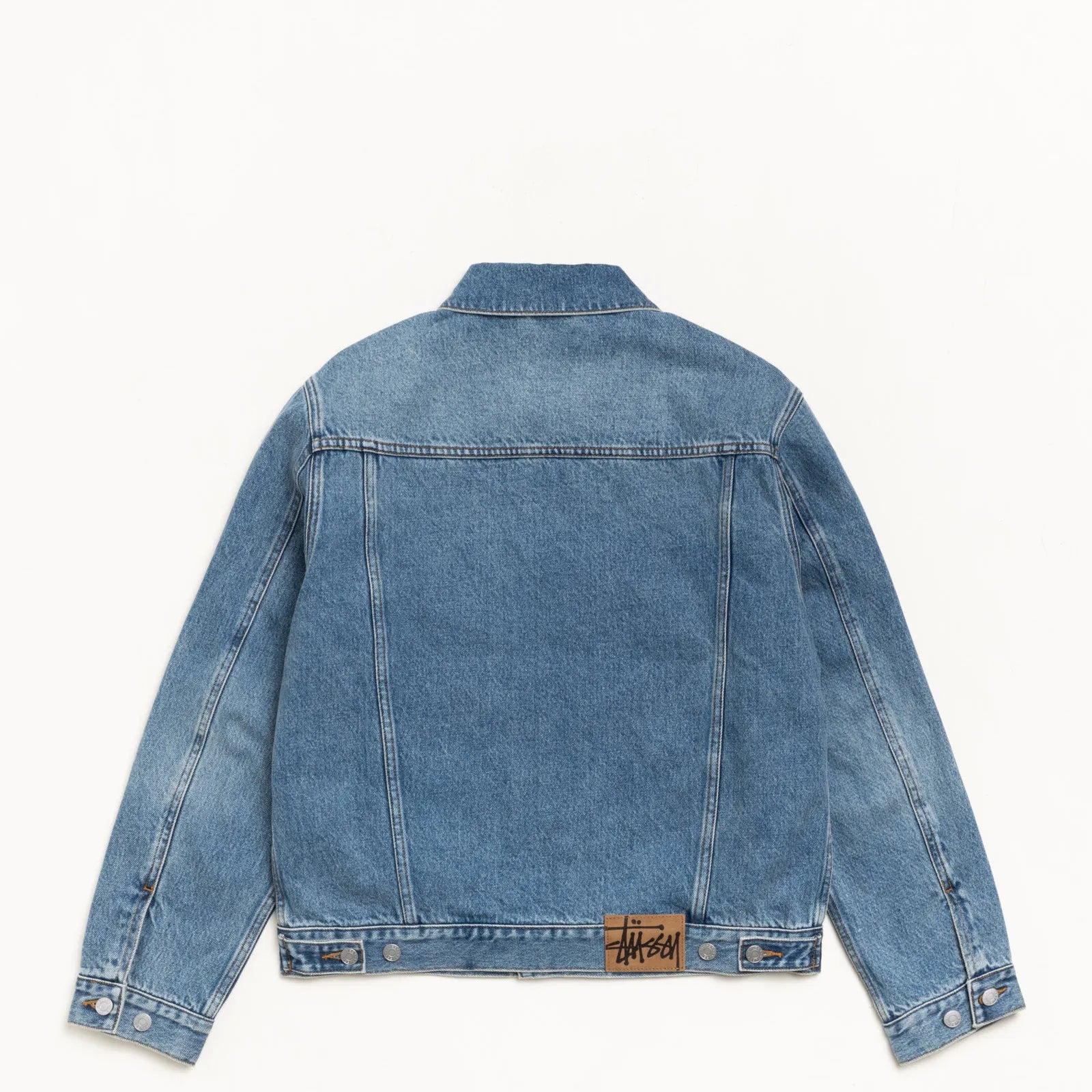 Stussy Lined Denim Trucker Jacket, indigo stone wash — available at Norwood
