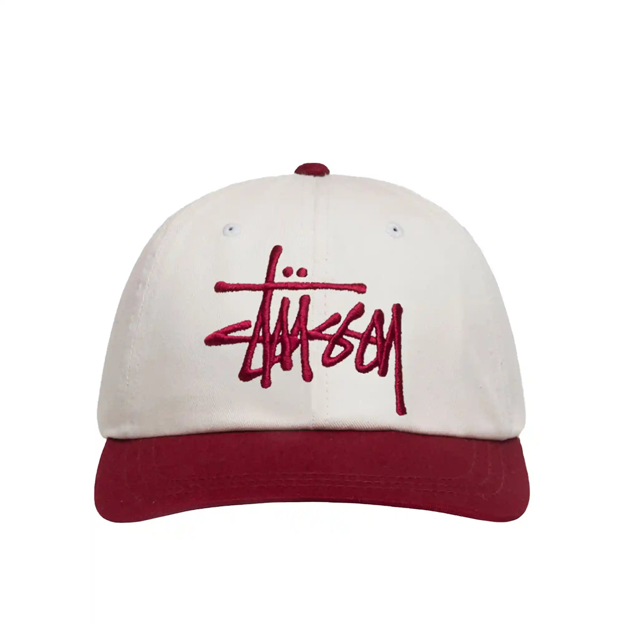 Stussy Big Basic Vintage Cap, natural/wine — available at Norwood
