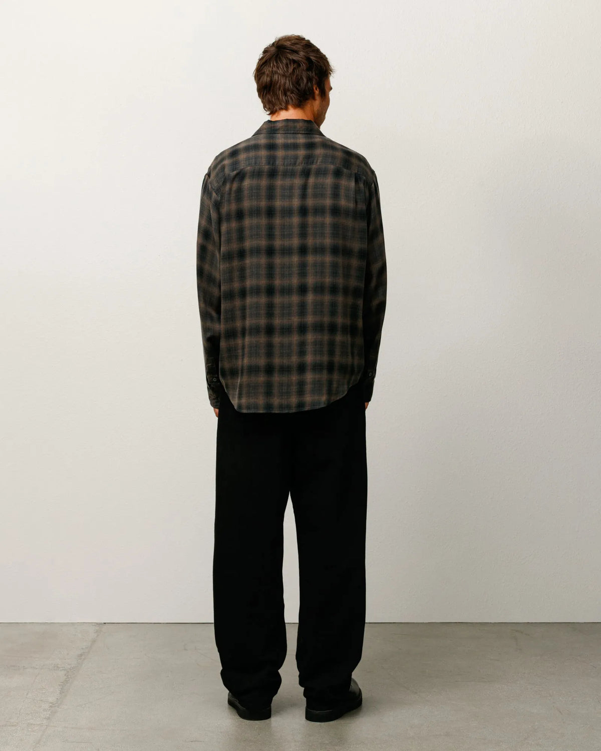 Stussy Matthew Printed Plaid Shirt, brown — available at Norwood