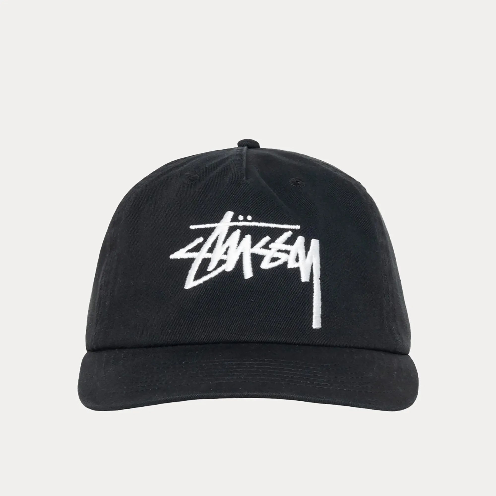 Stussy Big Stock Mid Depth Cap, shadow black — available at Norwood