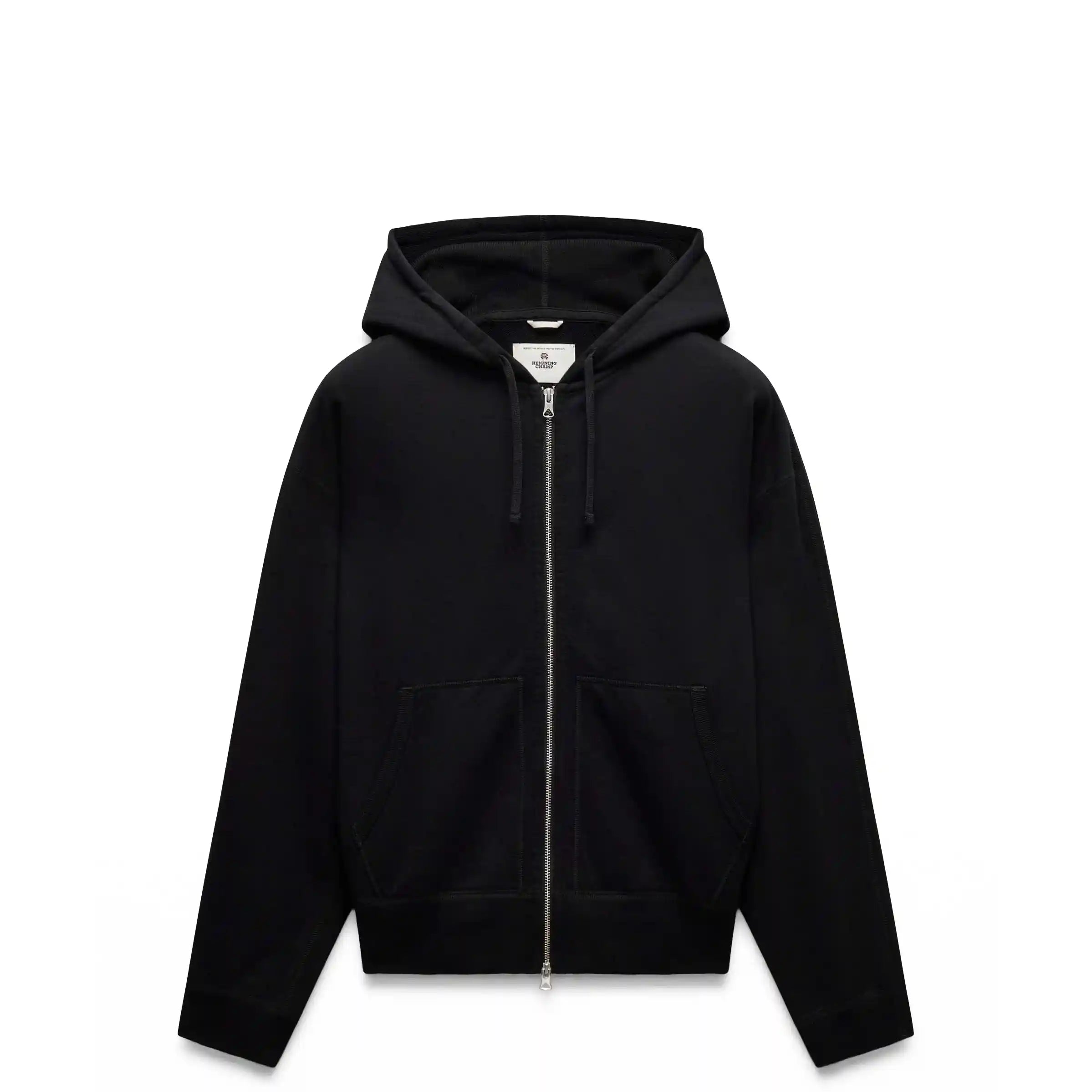 Reigning Champ Midweight Terry Relaxed Zip Hoodie, black