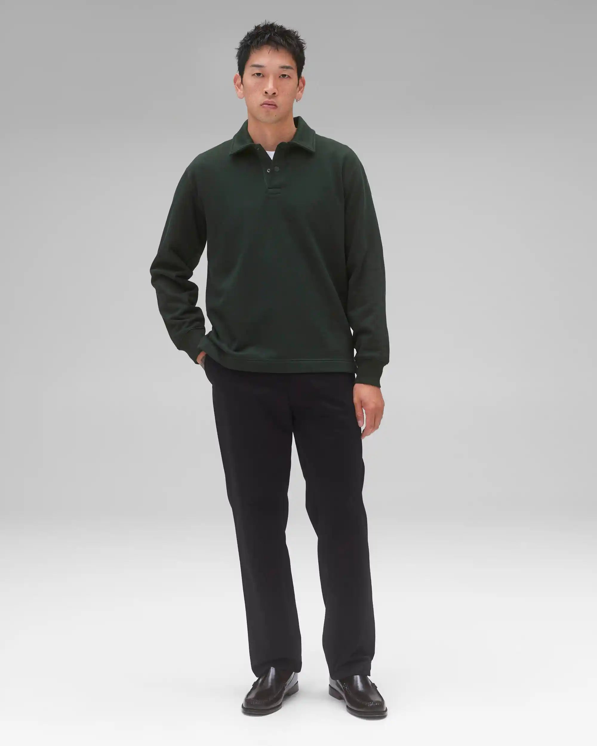 Reigning Champ Midweight Terry Rugby Sweater, petrol — available at Norwood