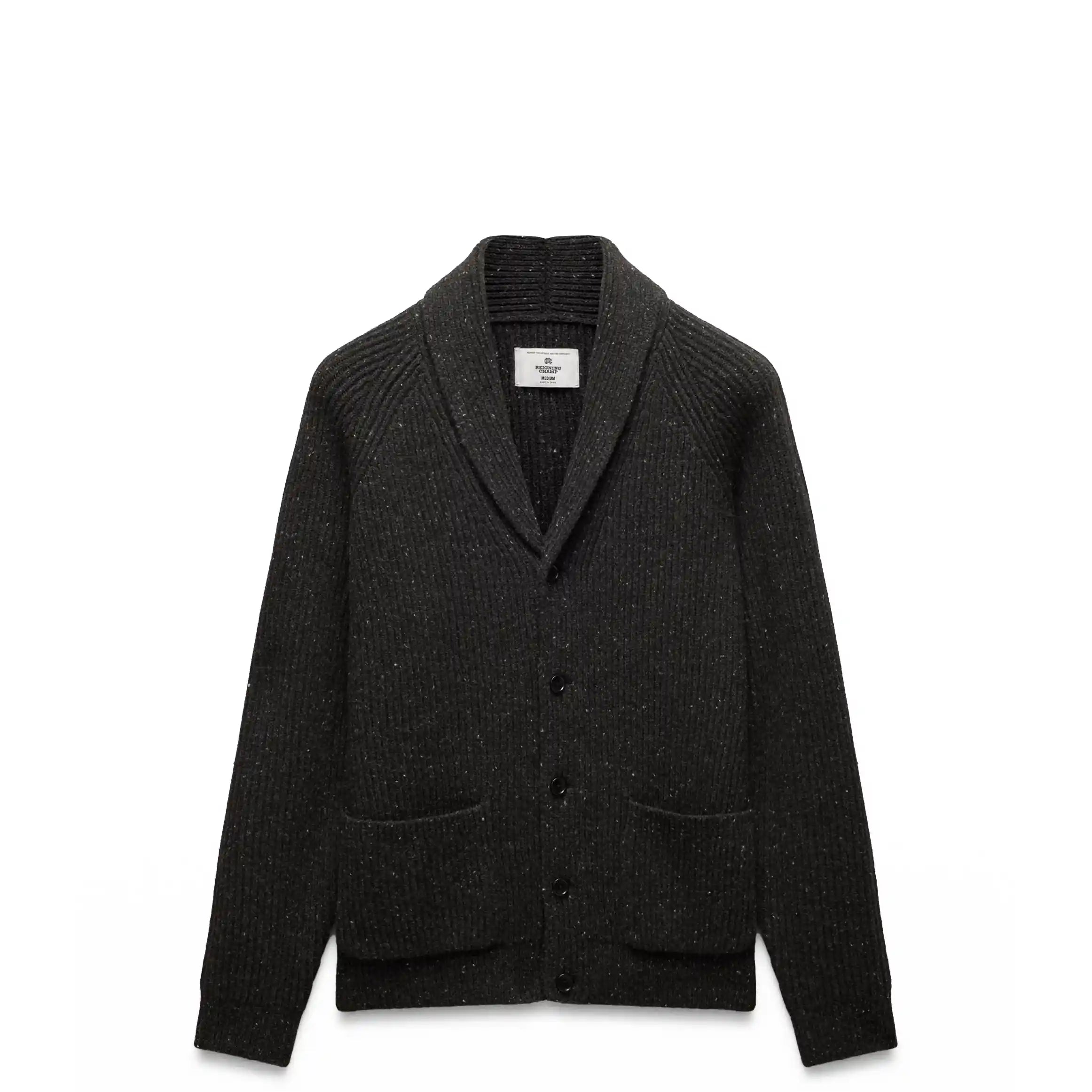 Reigning Champ Nep Merino Kenny Shawl Cardigan, black
