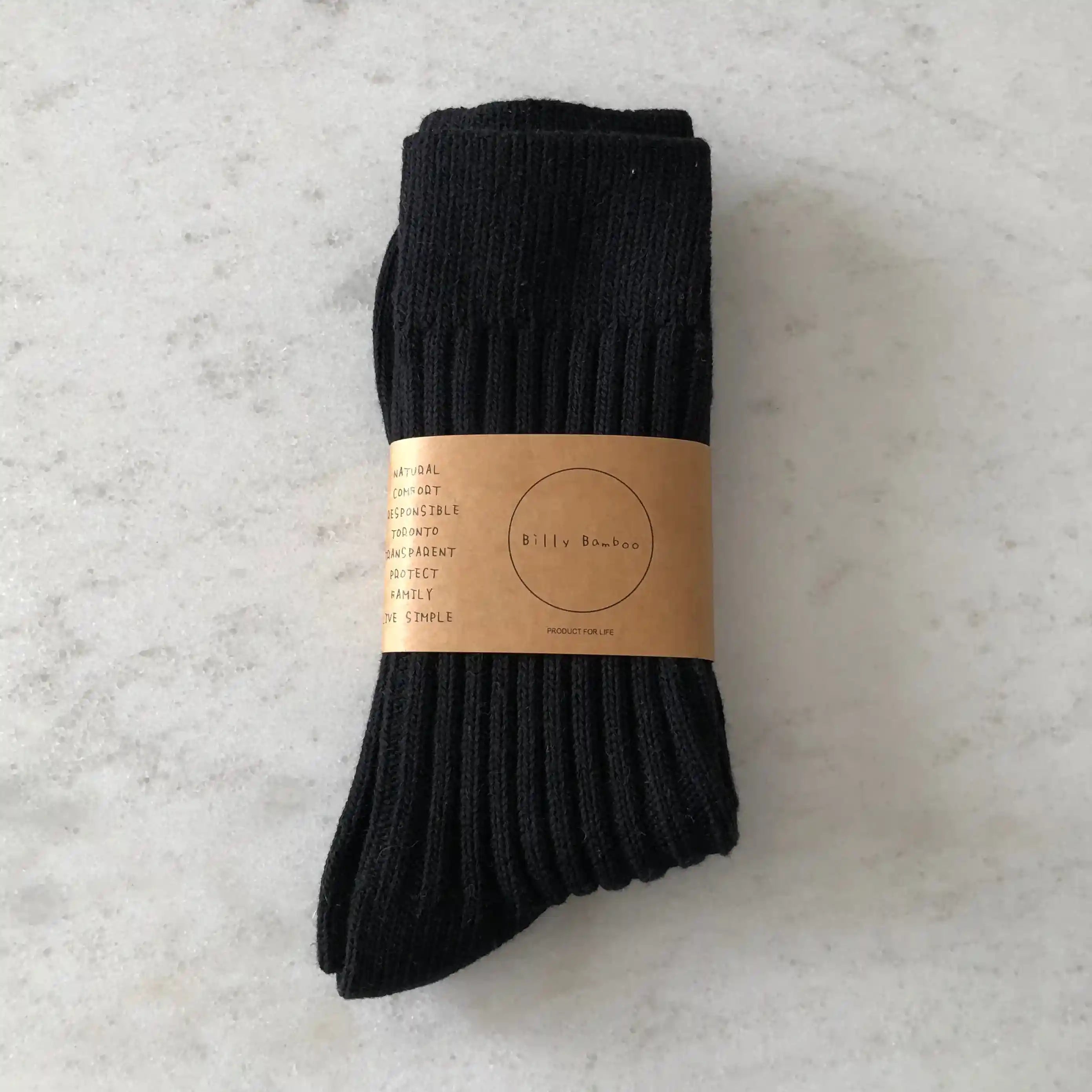 Billy Bamboo Ribbed Cotton High Socks, neutral | black