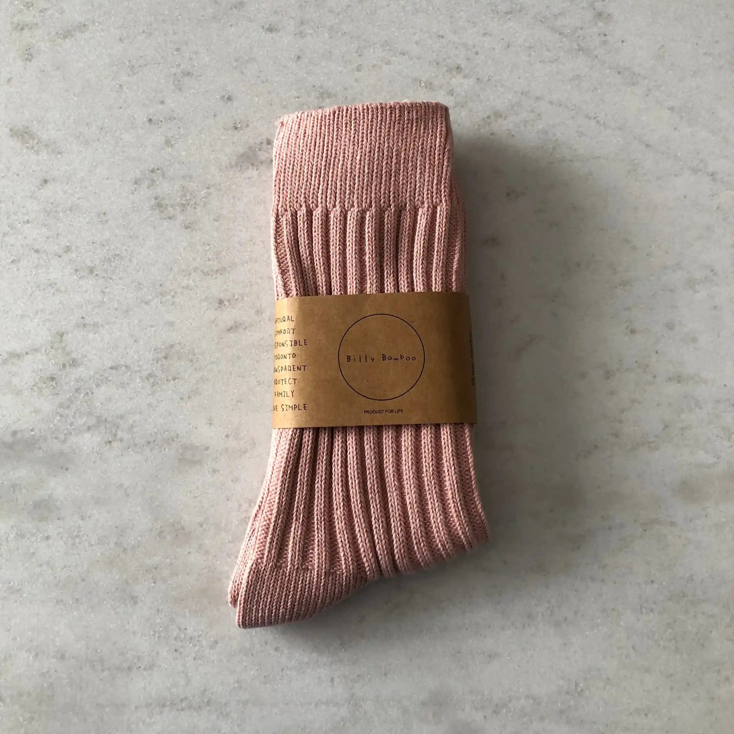 Billy Bamboo Ribbed Cotton High Socks, pastel | lotus pink